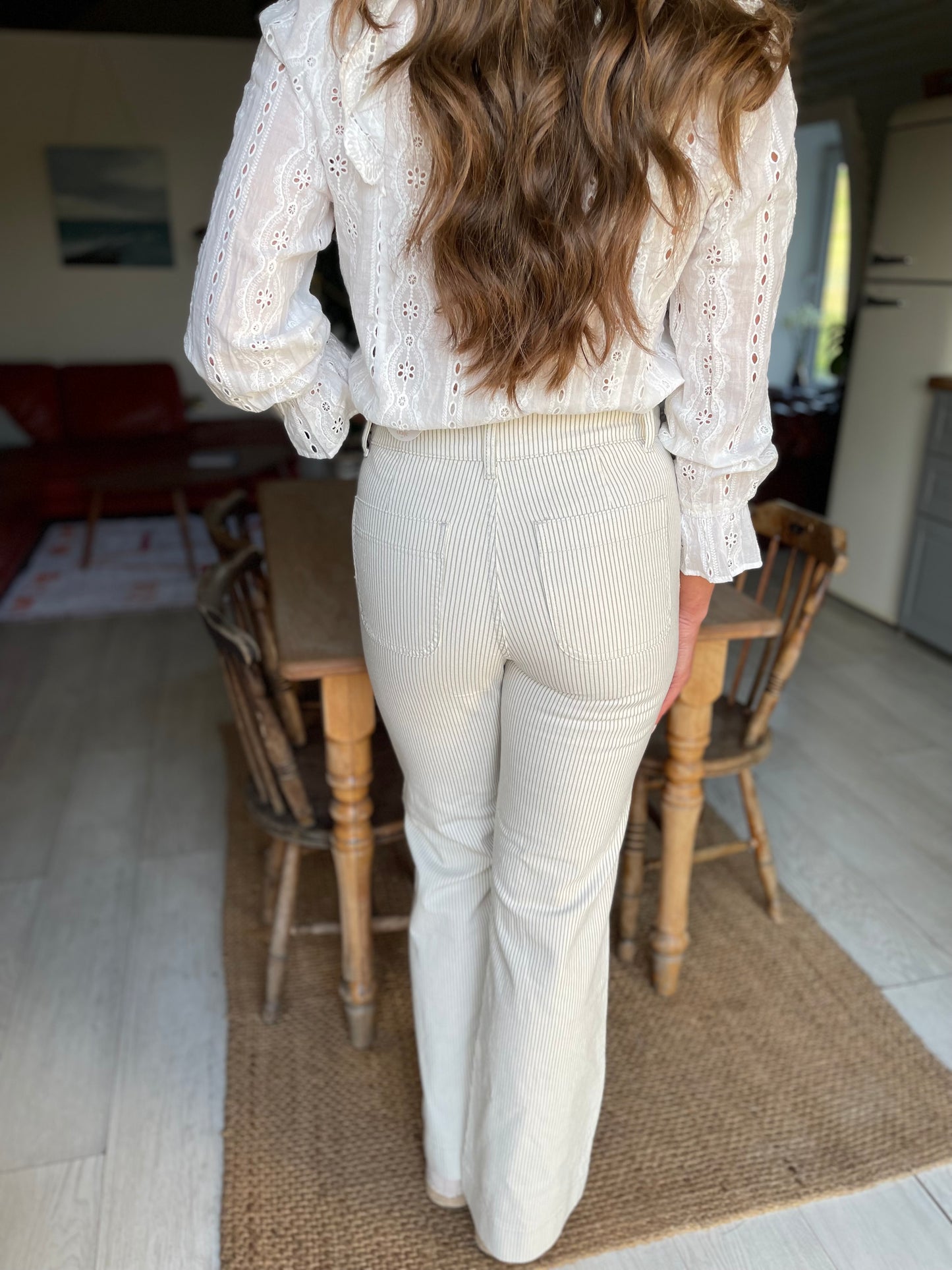 Ocean Wave Wide leg blue striped jeans