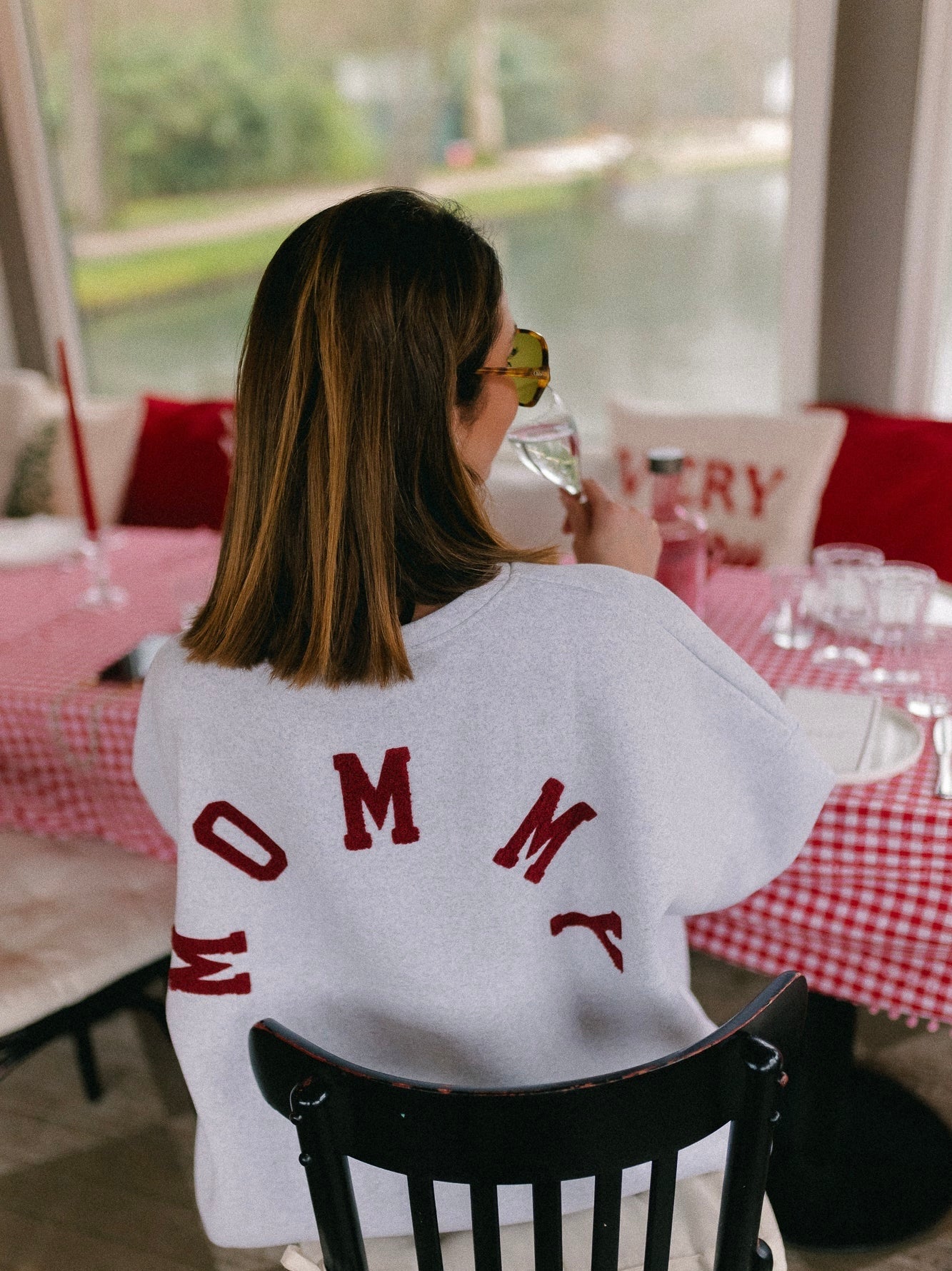 Mommy burgundy grey sweatshirt