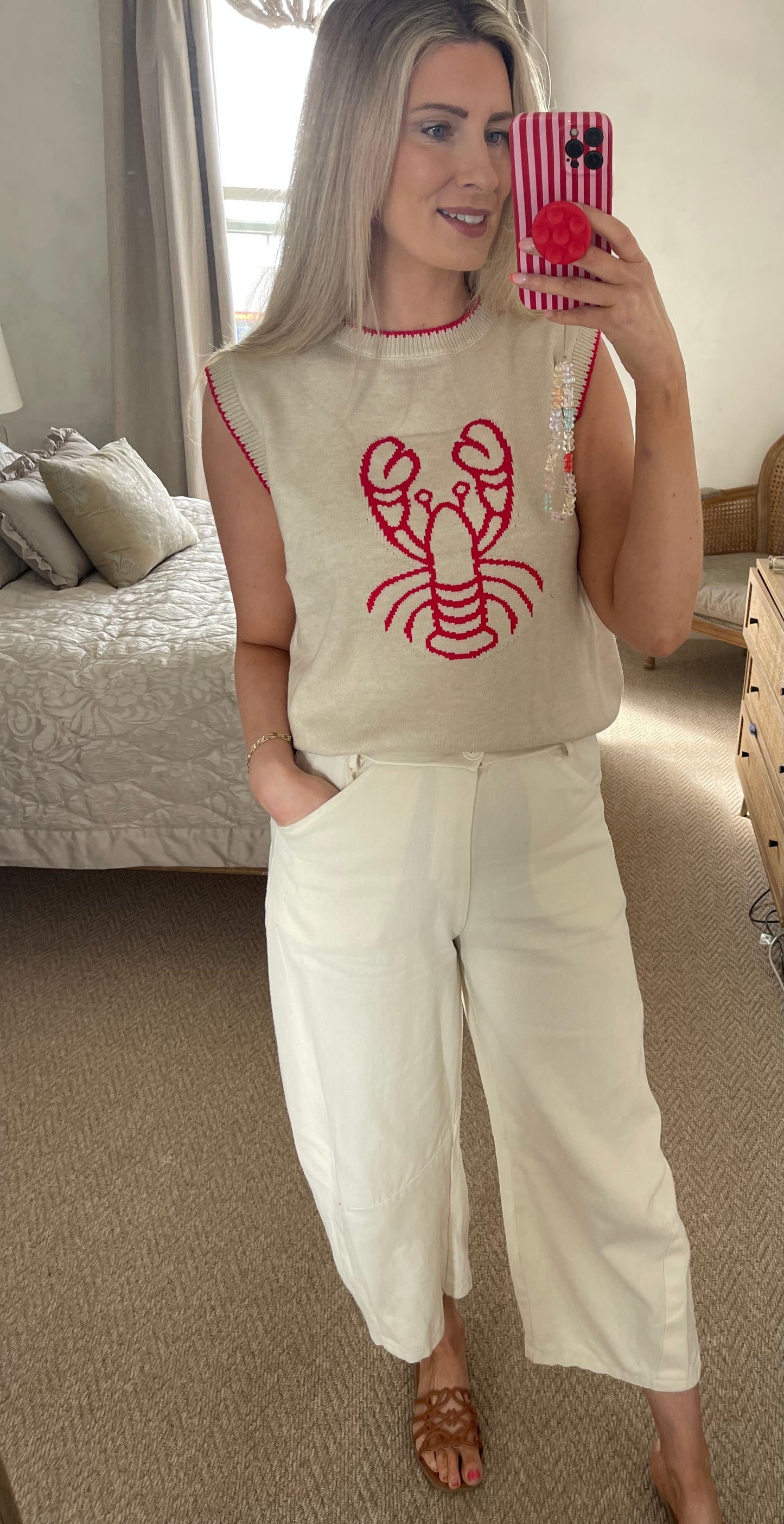 Lobster π¦ print knit gilet