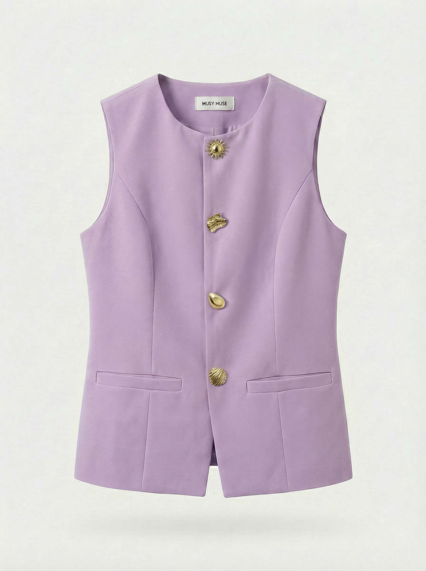 Fran lilac waistcoat gold buttons