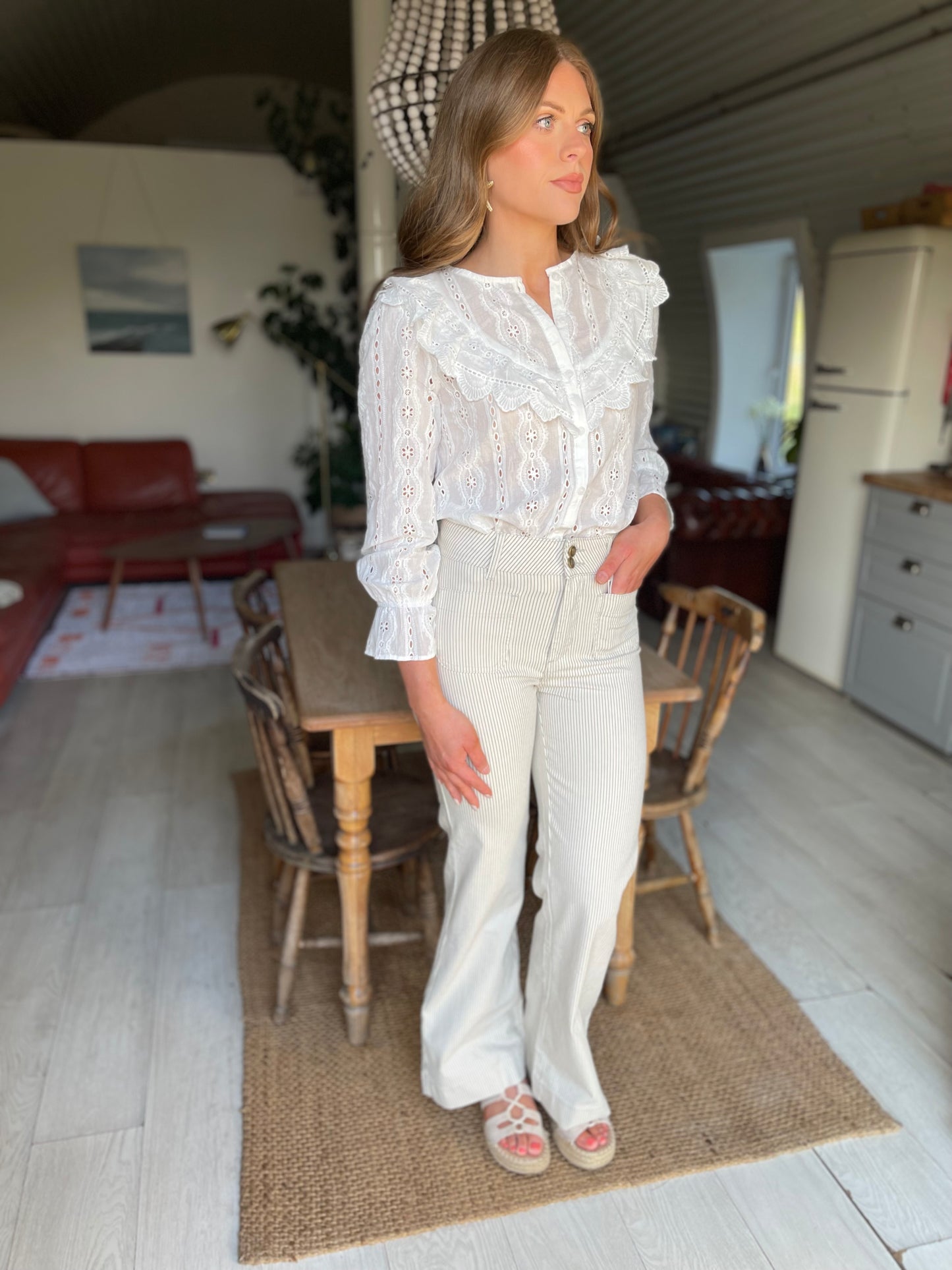 Madeleine cotton frill white blouse