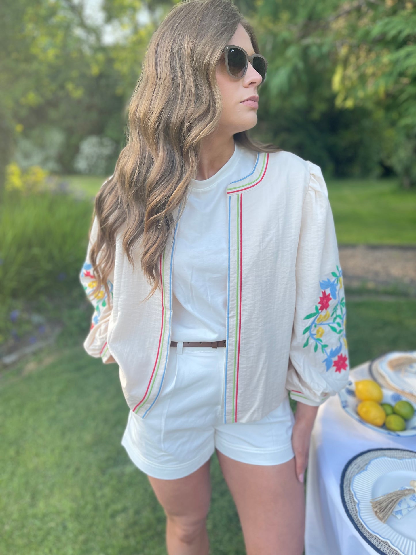 Cecilia beige floral boho jacket