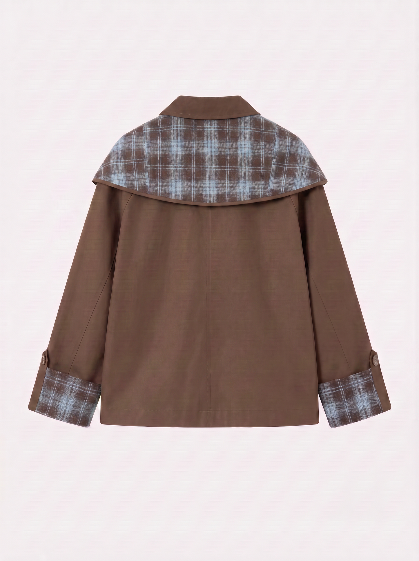 Eliza check print short trench jacket