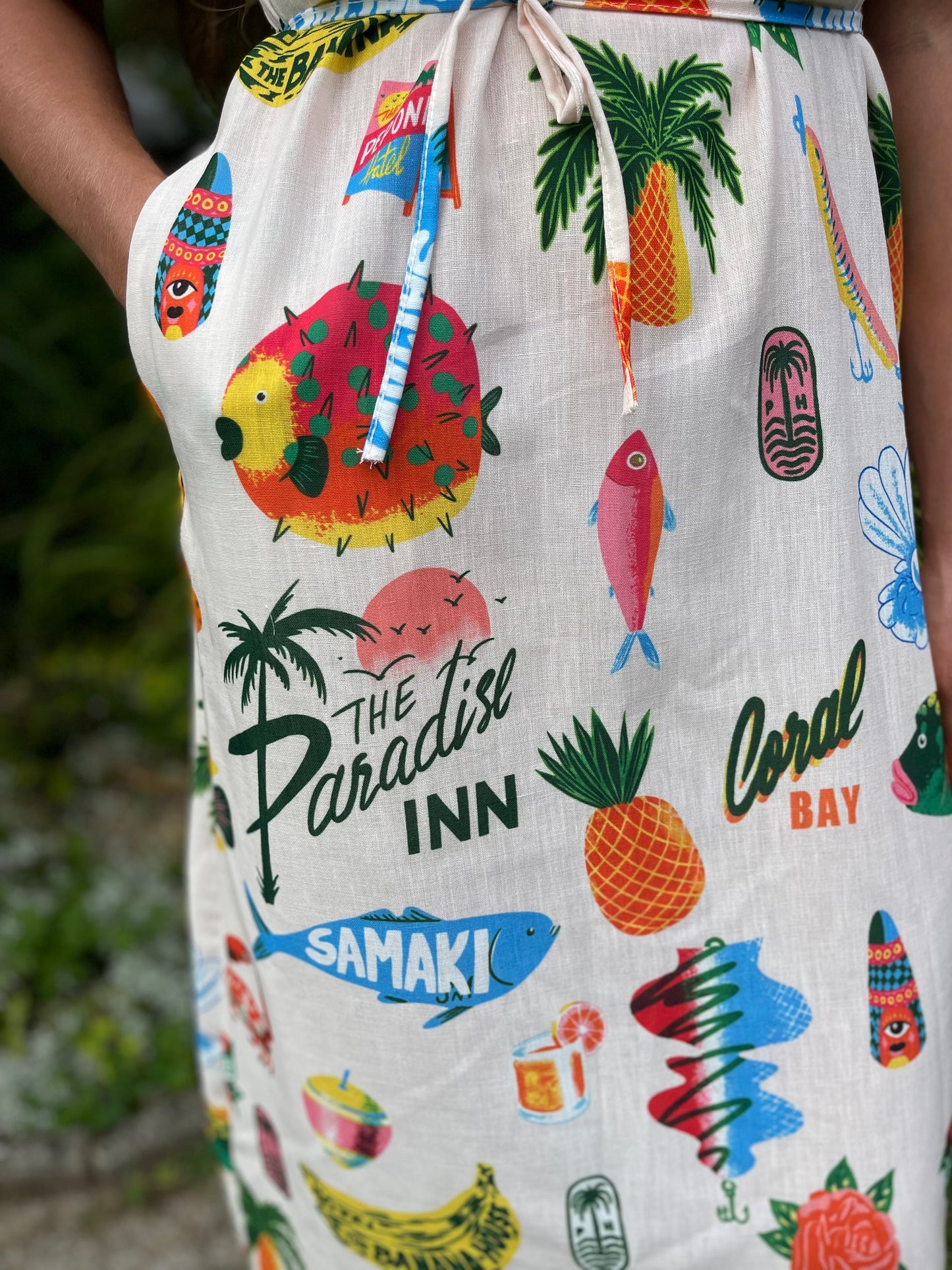The Paradise Inn puff sleeve organic linen dress