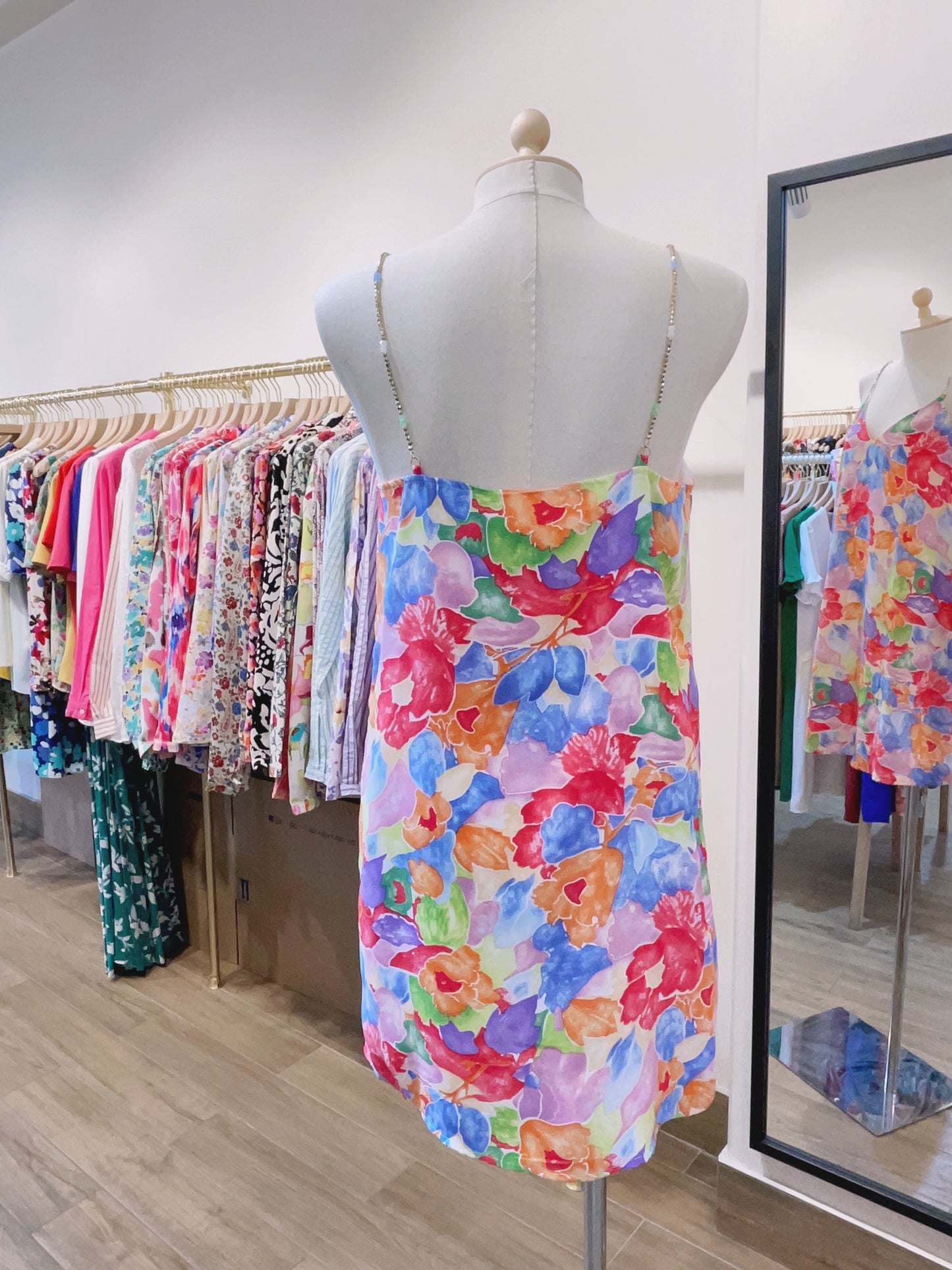 Sara floral dress with beaded straps