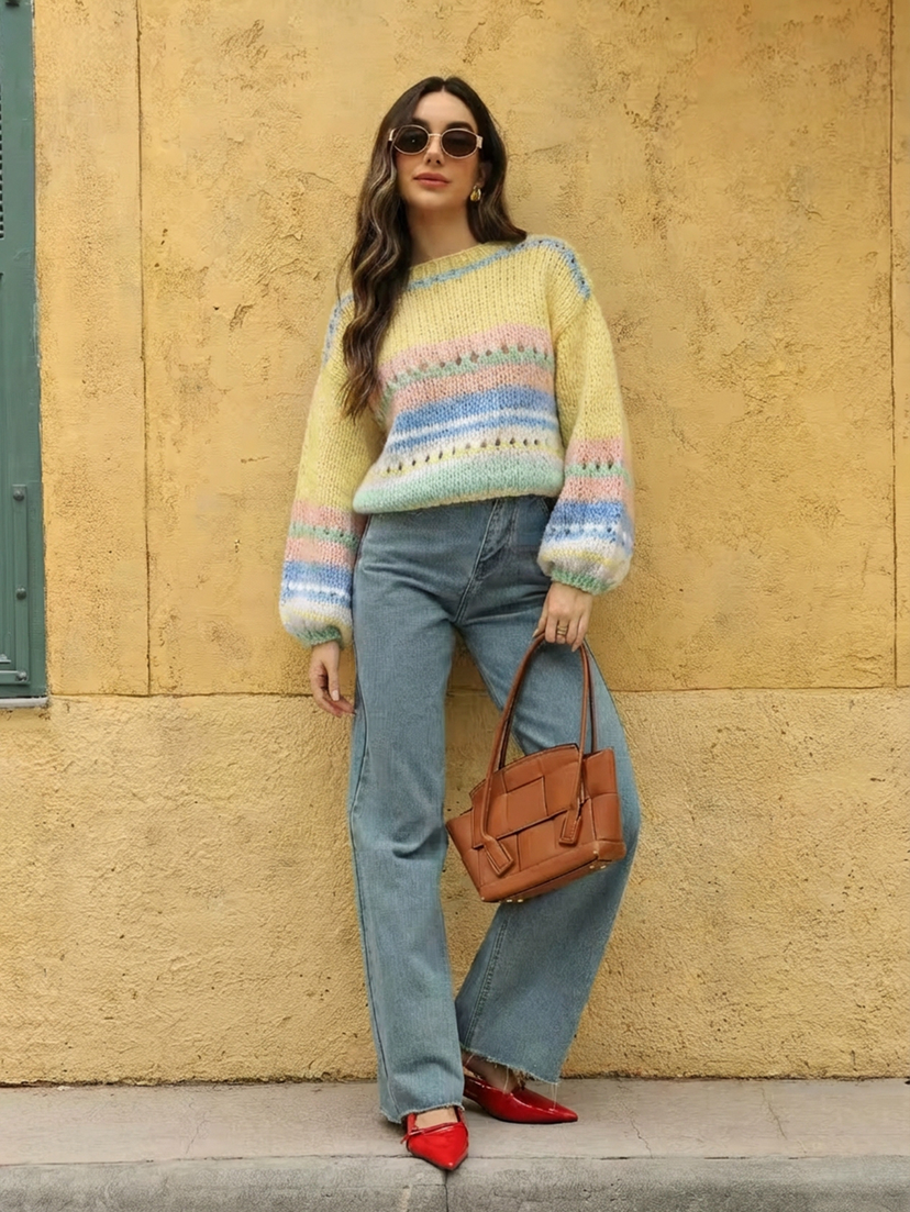 Maddie pastel yellow and pink jumper