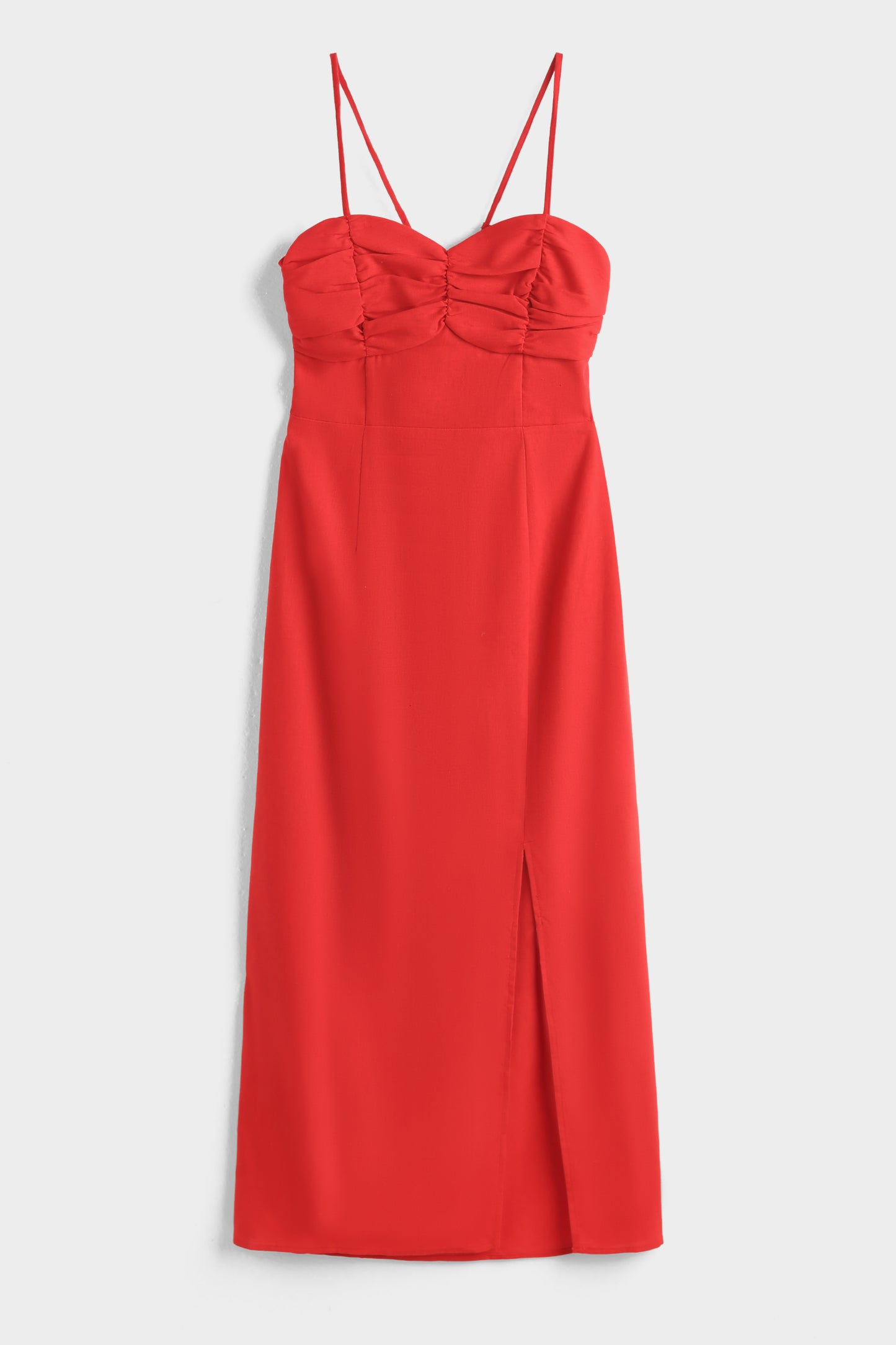 Laura red linen midi dress