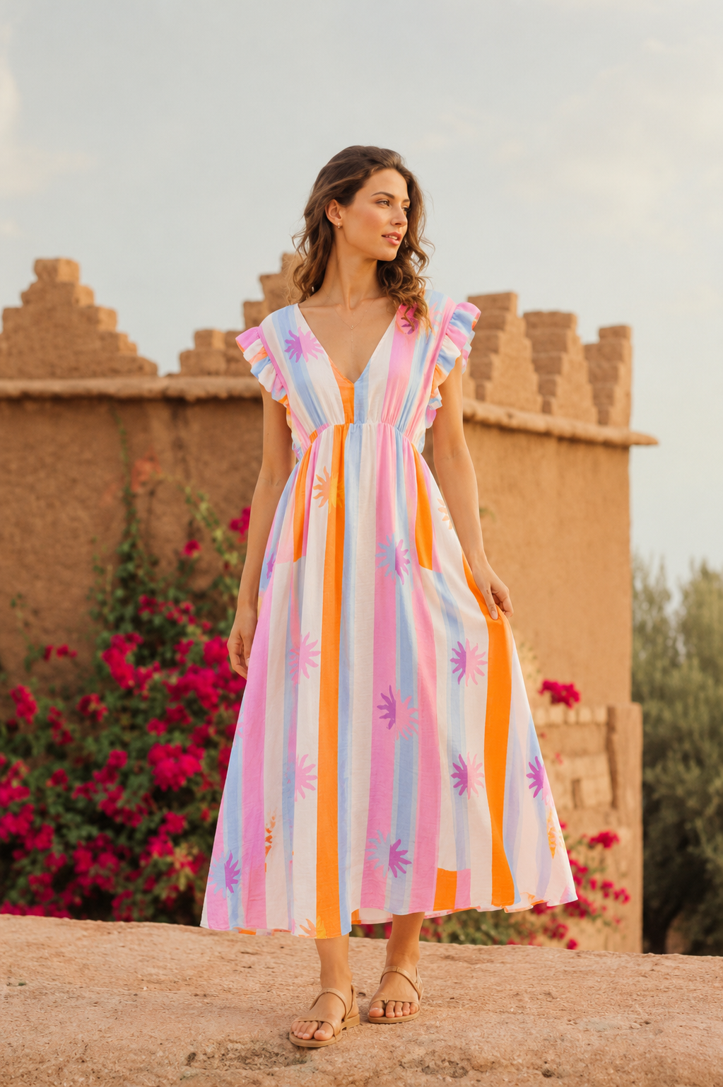 Alba orange and pink sun dress