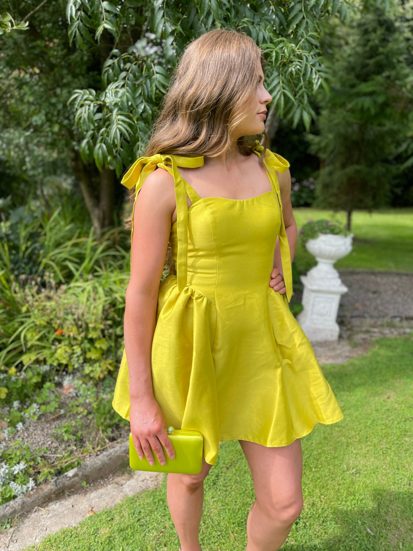 Lily lime πβπ© bow tie shoulder short dress