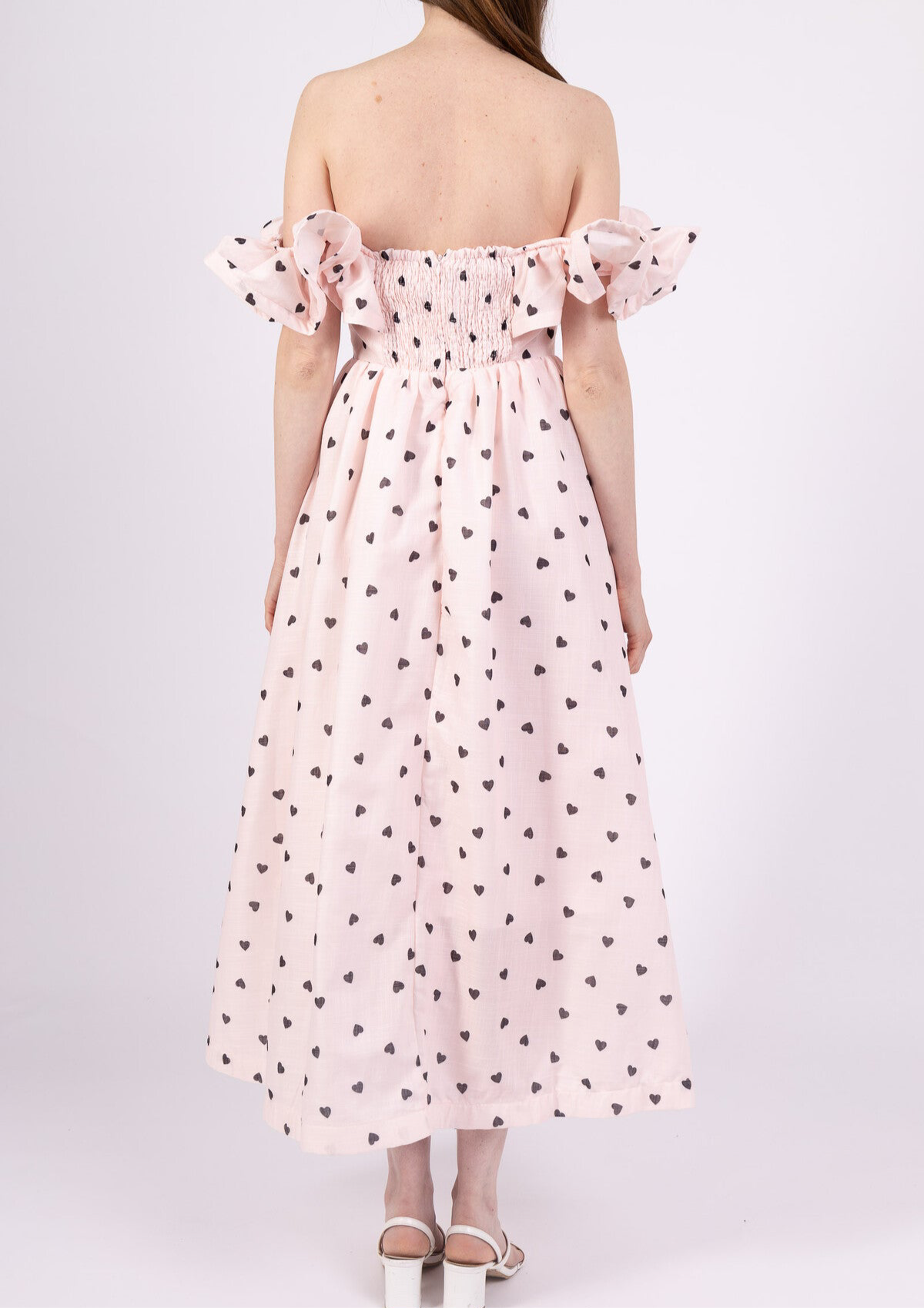 Belle soft pink heart print dress