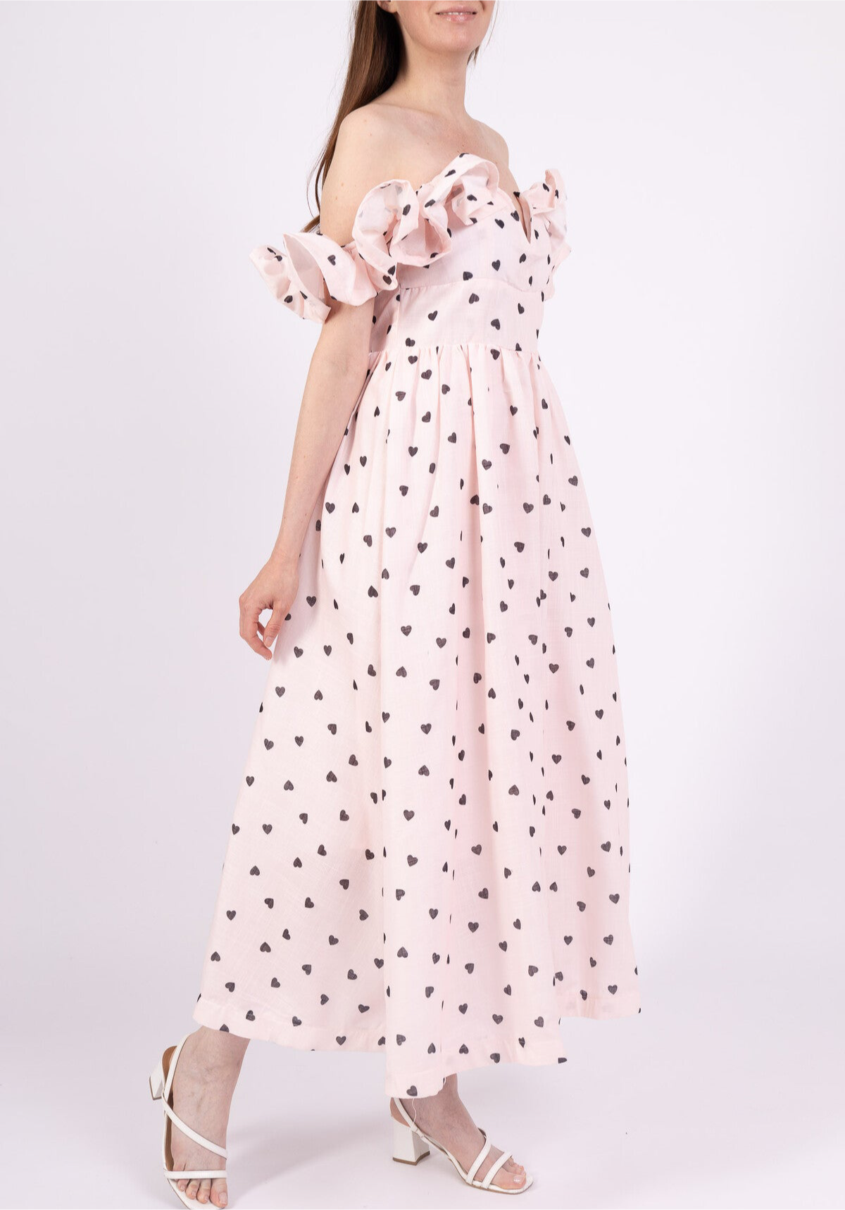 Belle soft pink heart print dress