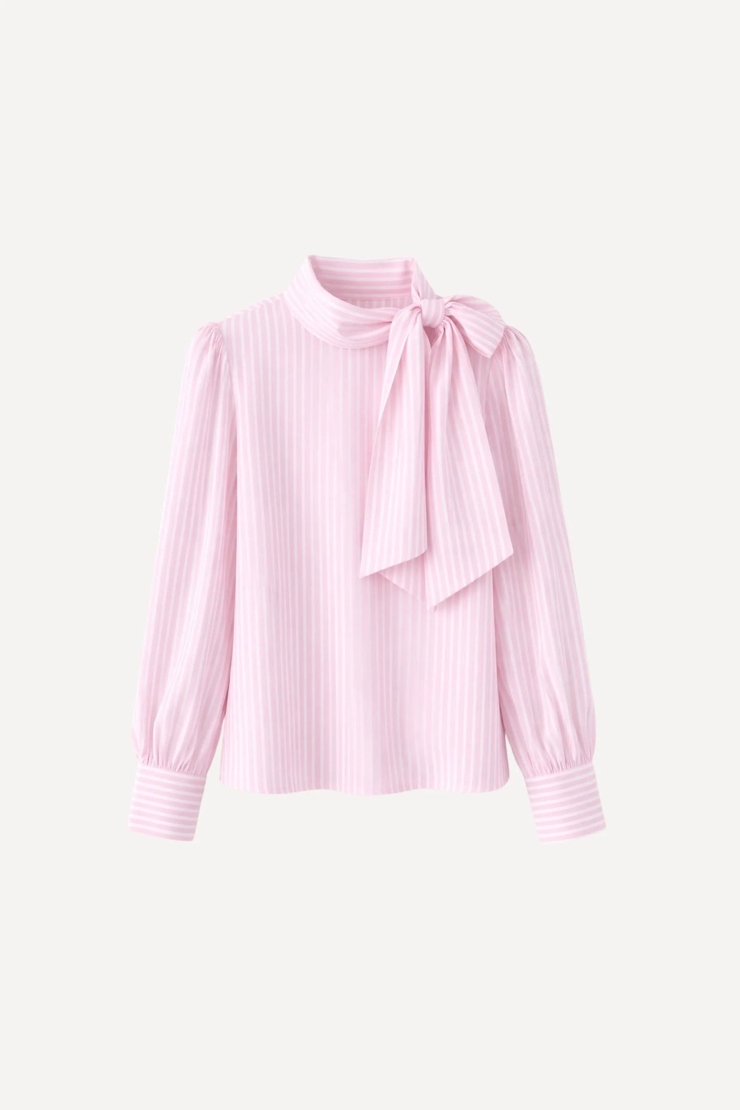 Florence pink striped bow shirt