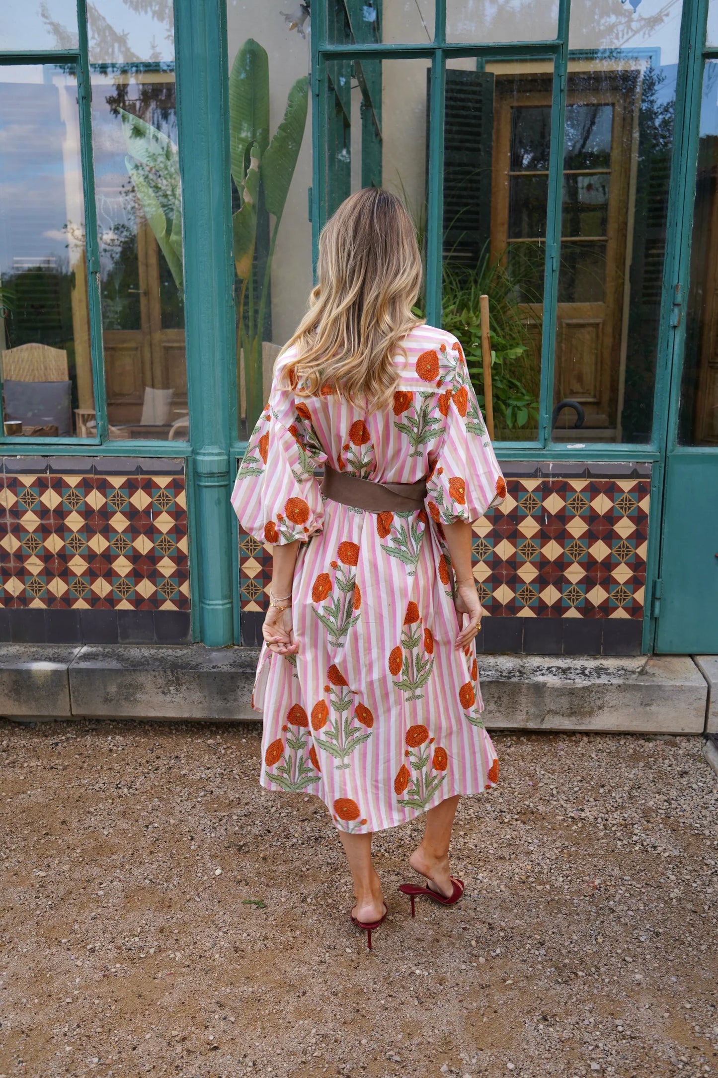 Molly floral stripe cotton dress