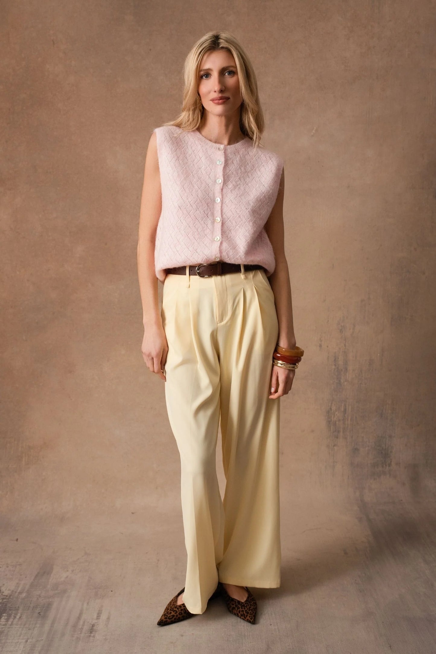 Yolande rose pink knit gilet