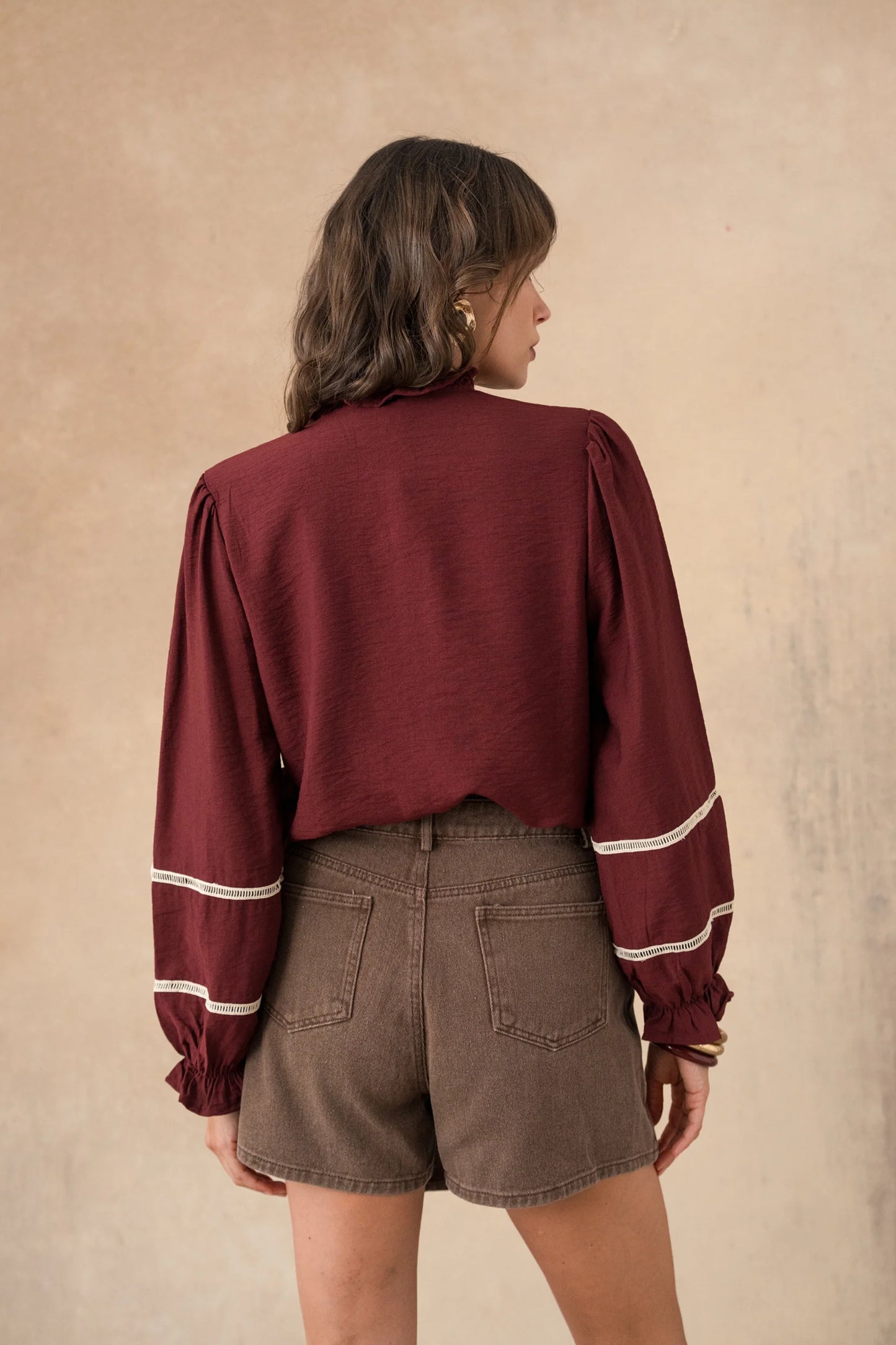 Félicie burgundy embroidered blouse
