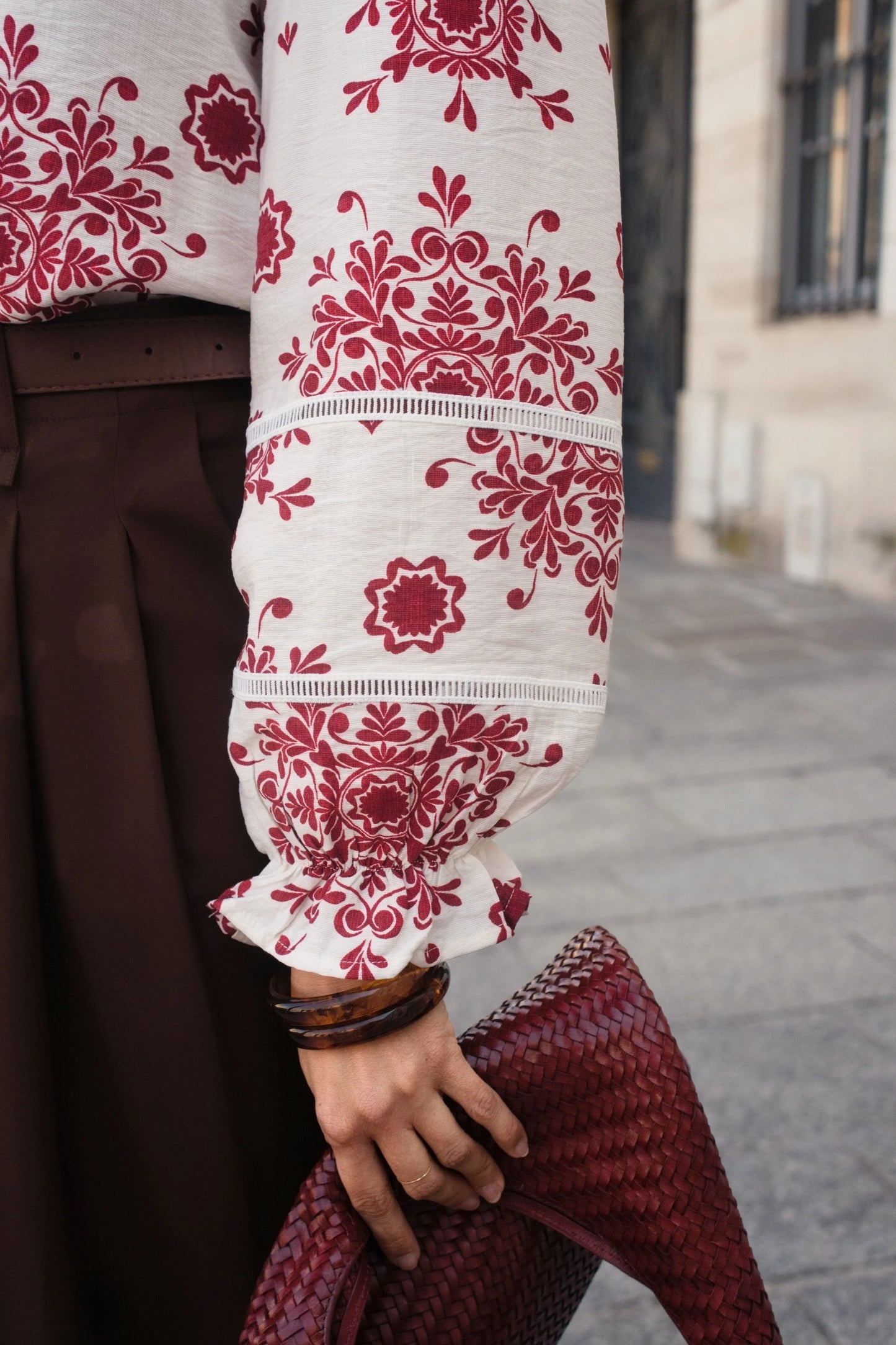 Mathias burgundy floral blouse