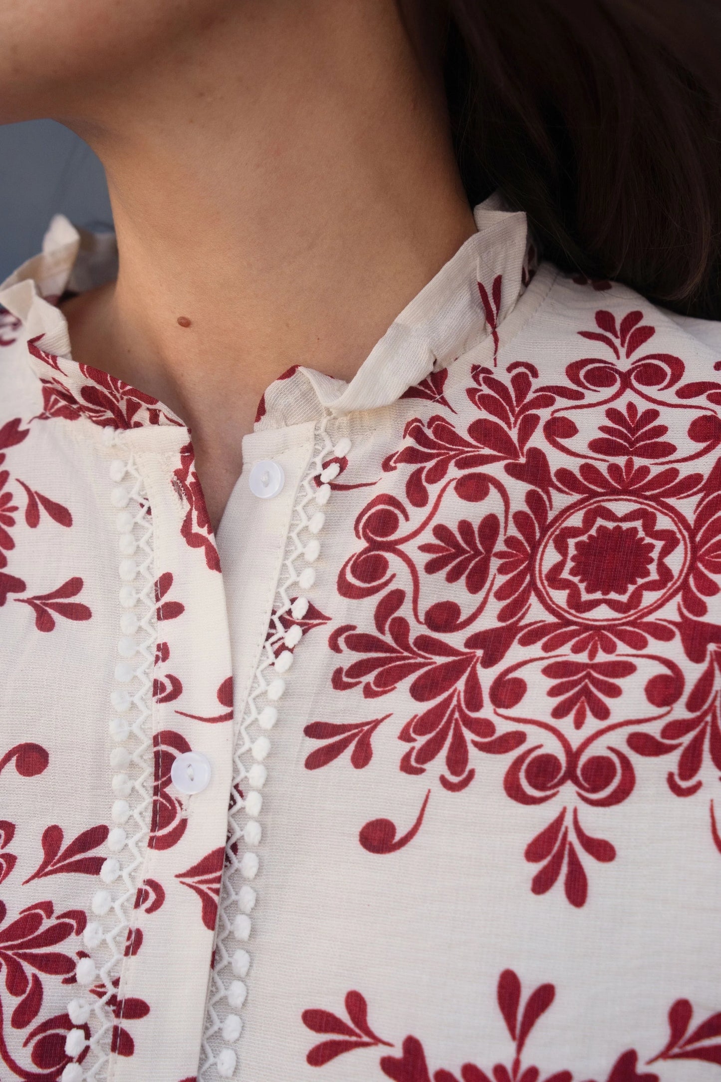 Mathias burgundy floral blouse