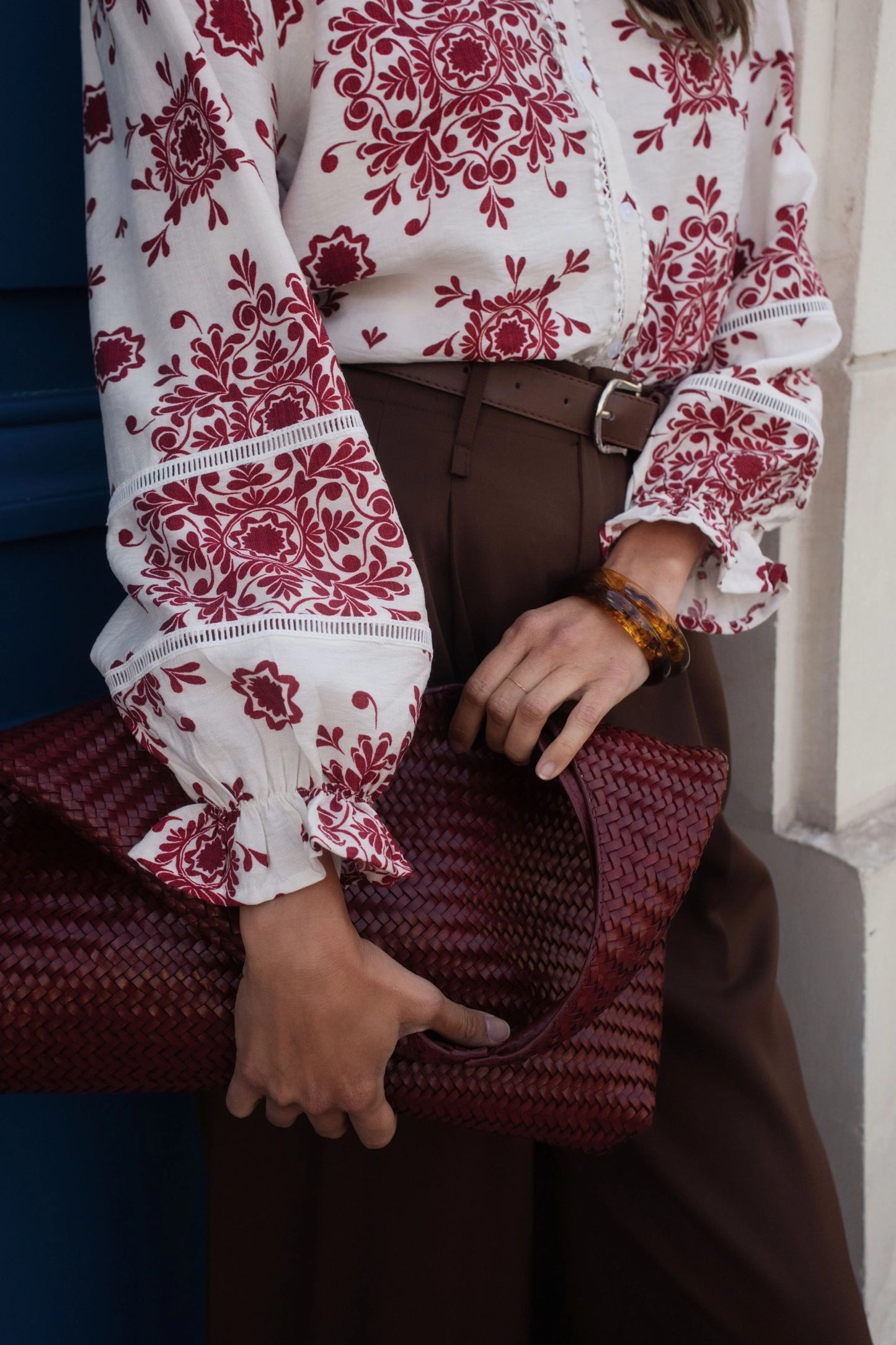 Mathias burgundy floral blouse