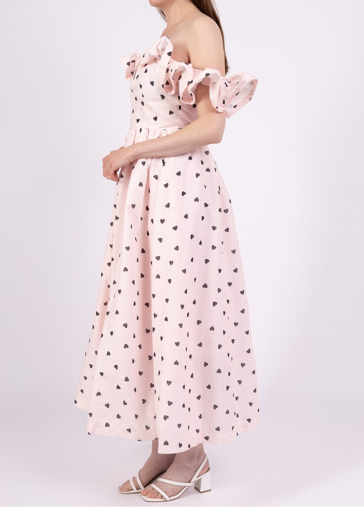 Belle soft pink heart print dress