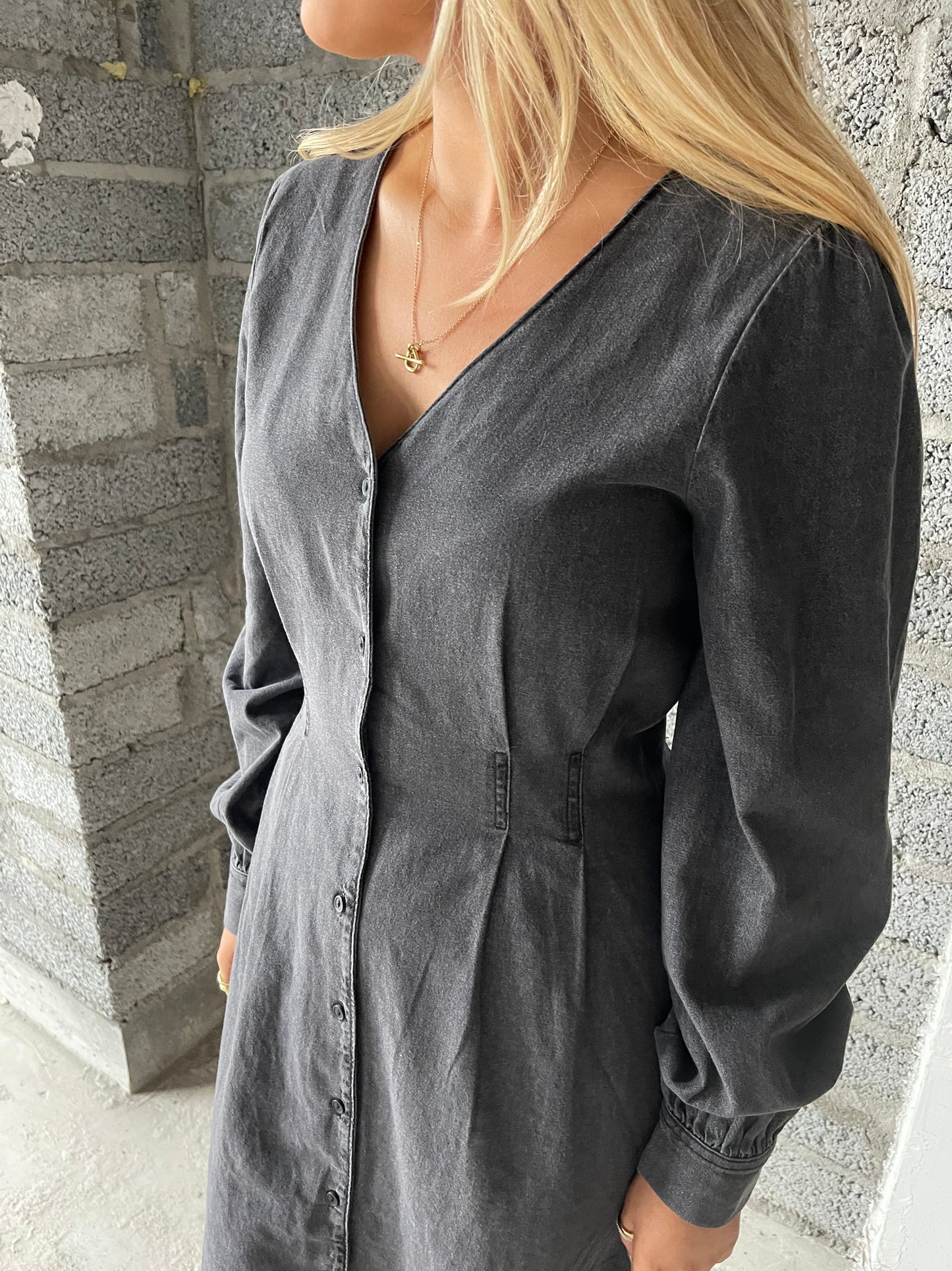 Ichi Denim Washed black dress