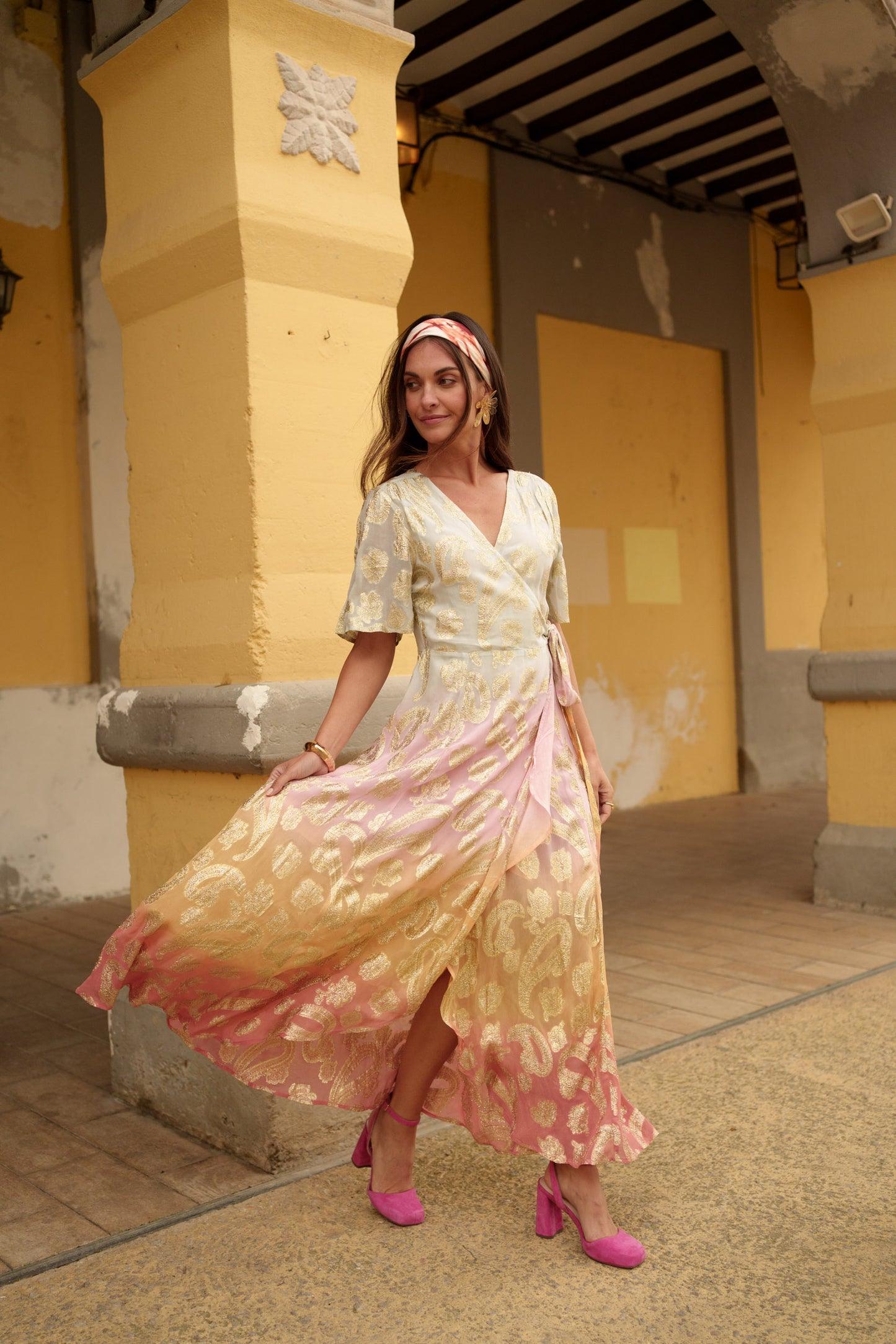 Teri ombré wrap dress