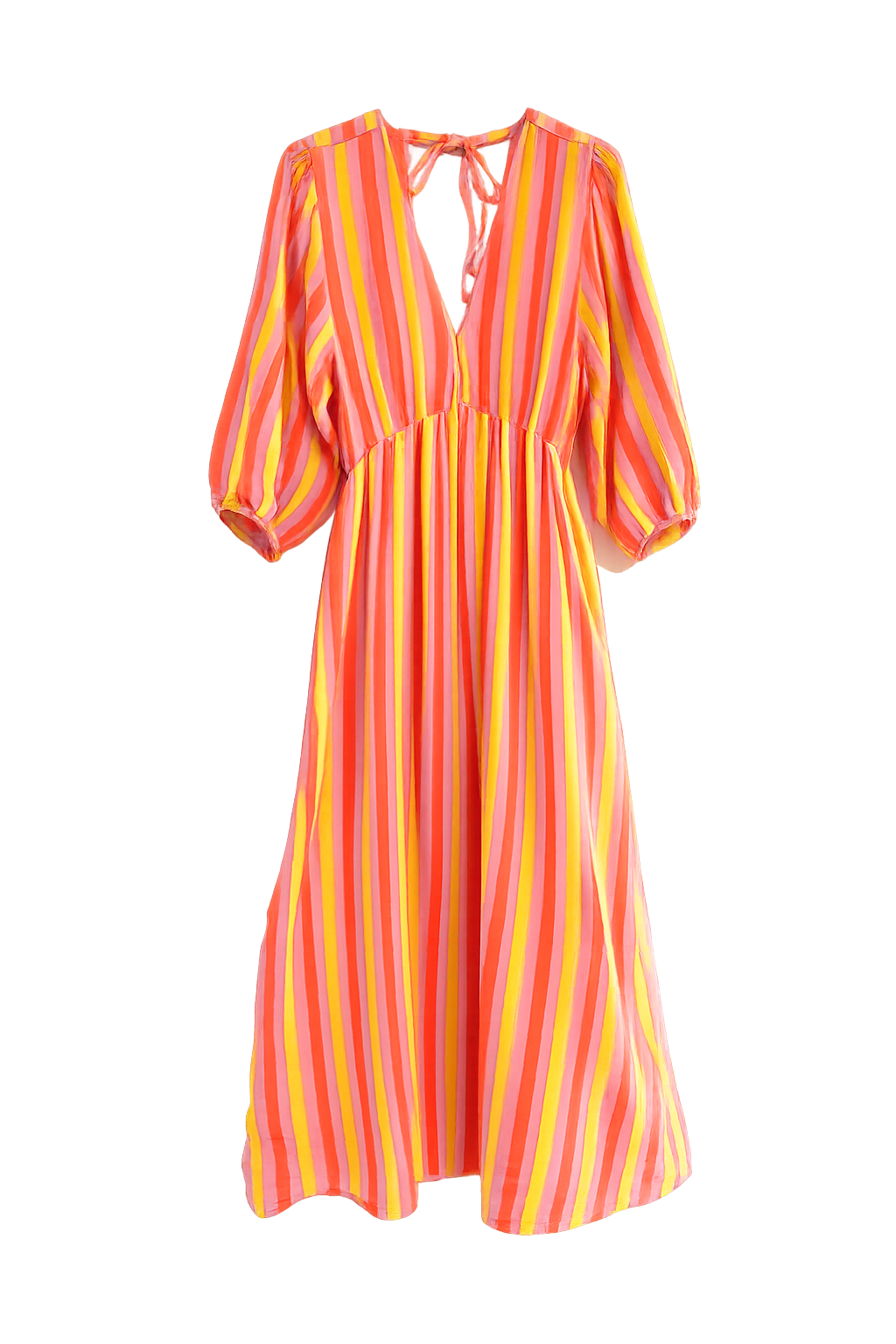 Rachel coral stripe cheesecloth dress
