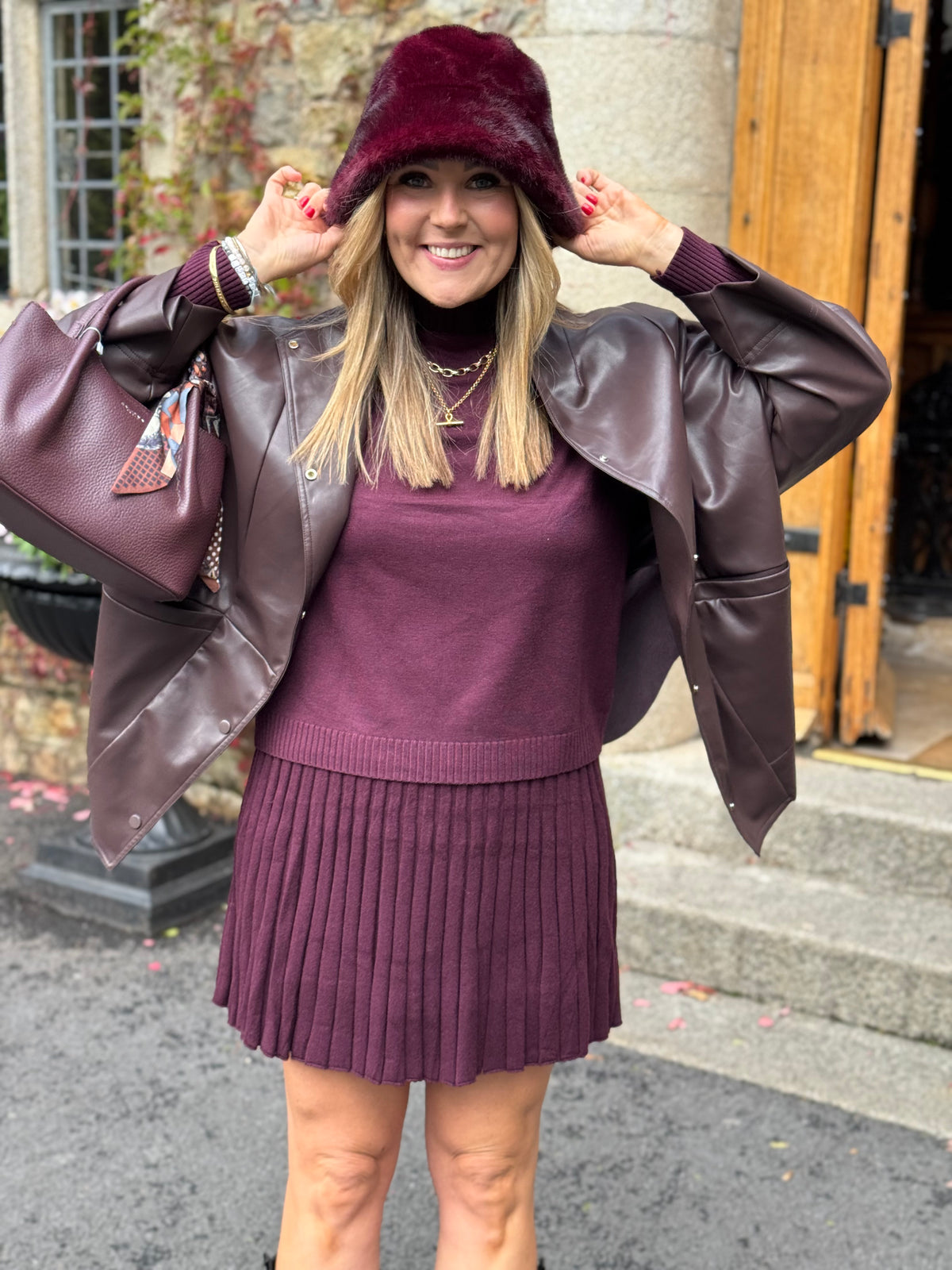 Isabelle burgundy polo neck jumper