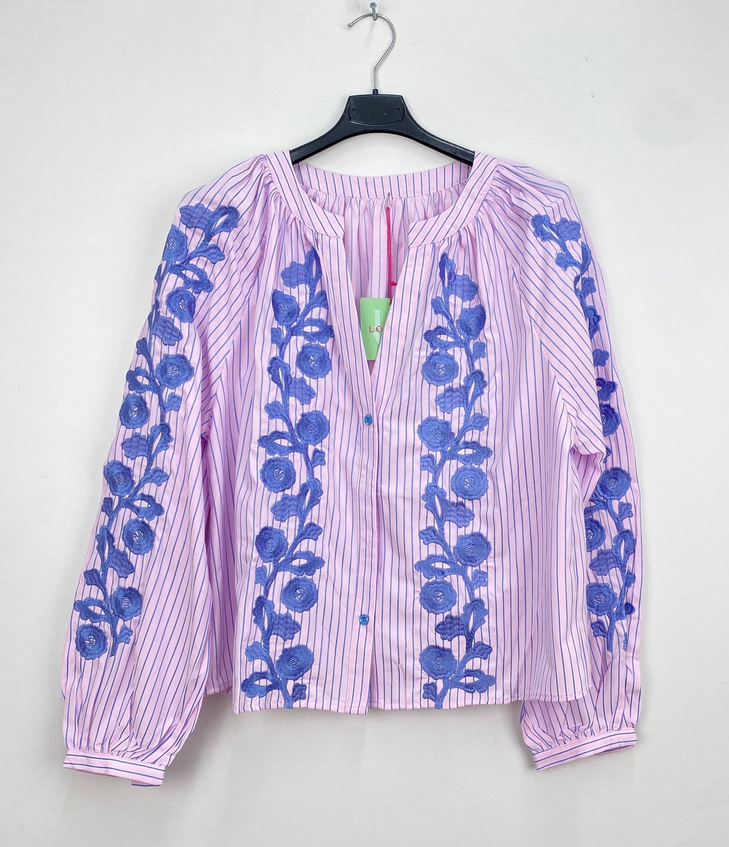 Sophia pink stripe floral blouse