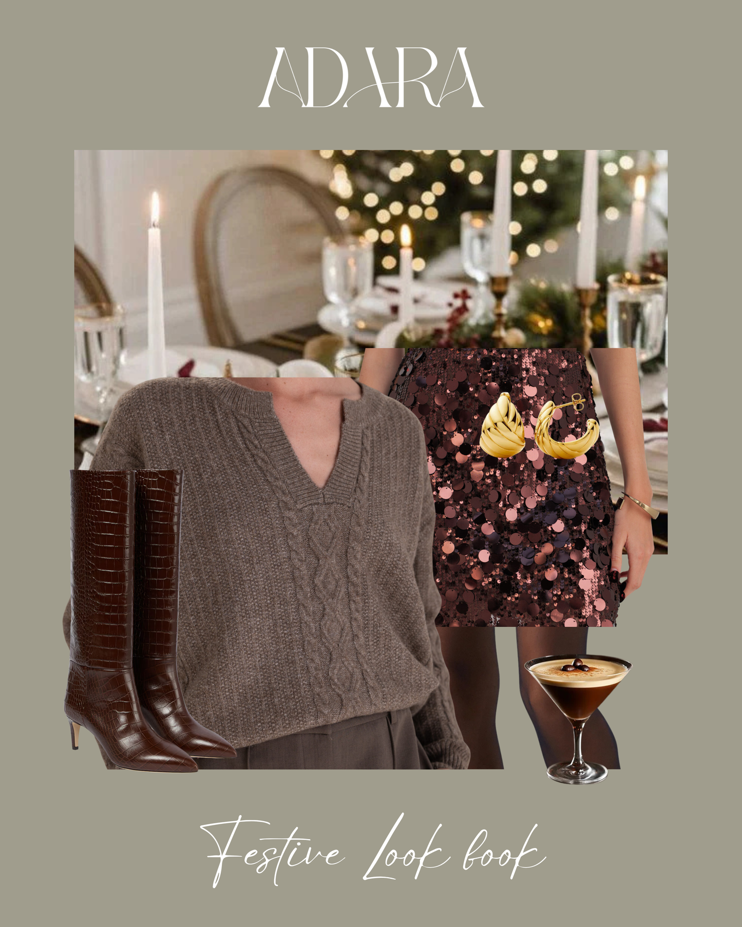 Holly chocolate brown sequin disc mini skirt