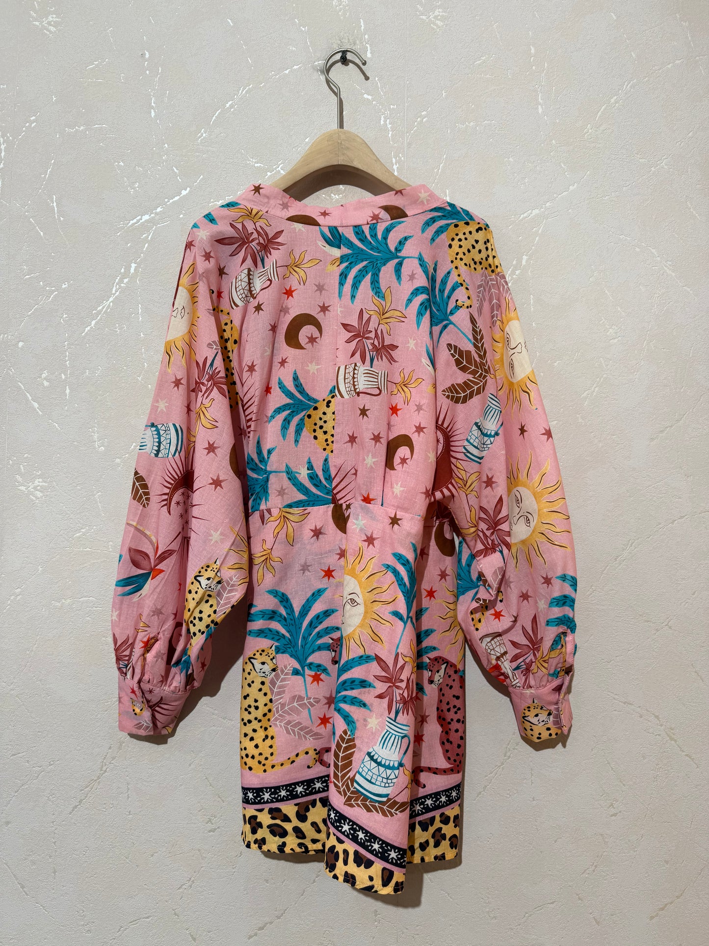 Lillie pink leopard print tropical wrap dress