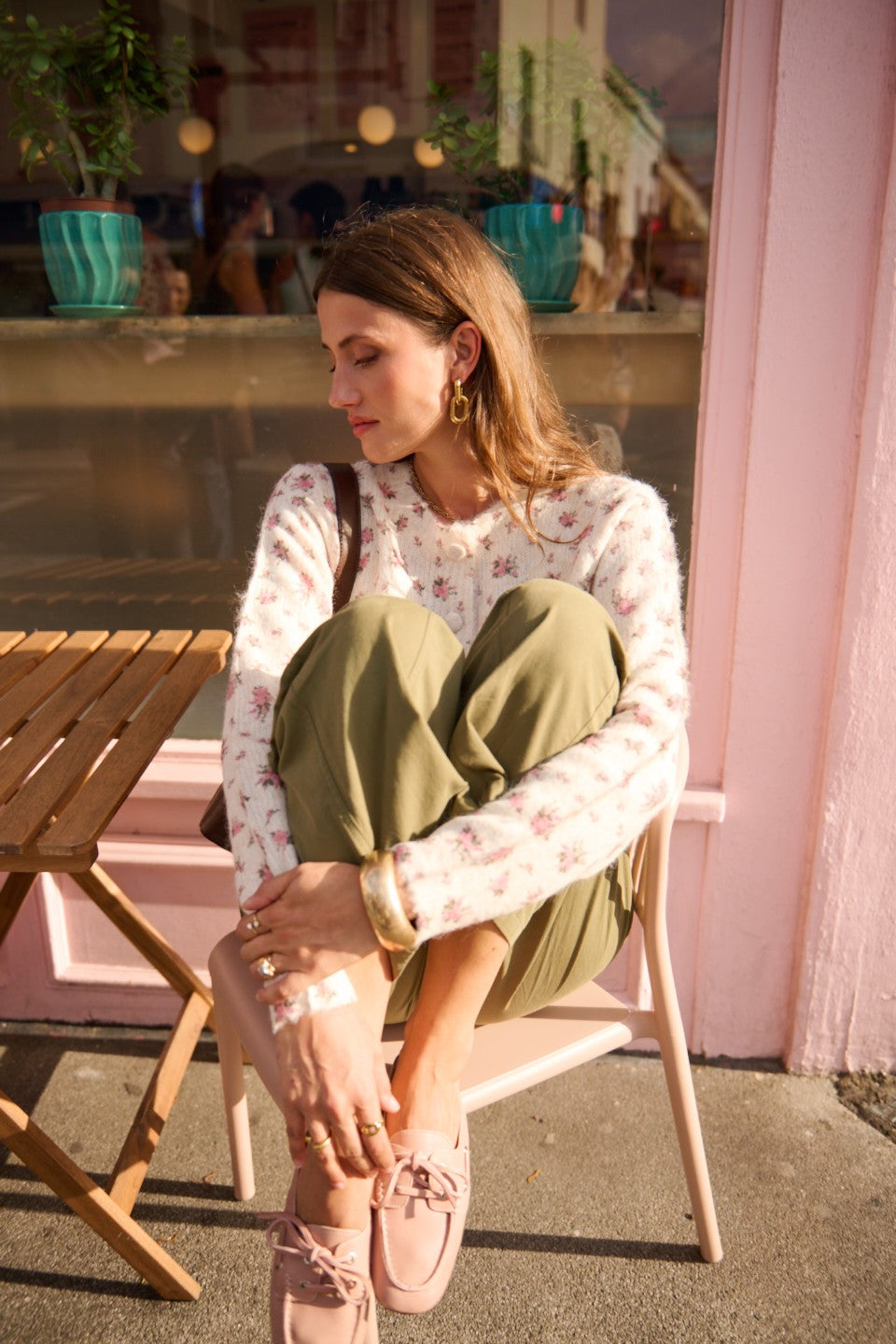 Amelia pink floral button cardigan