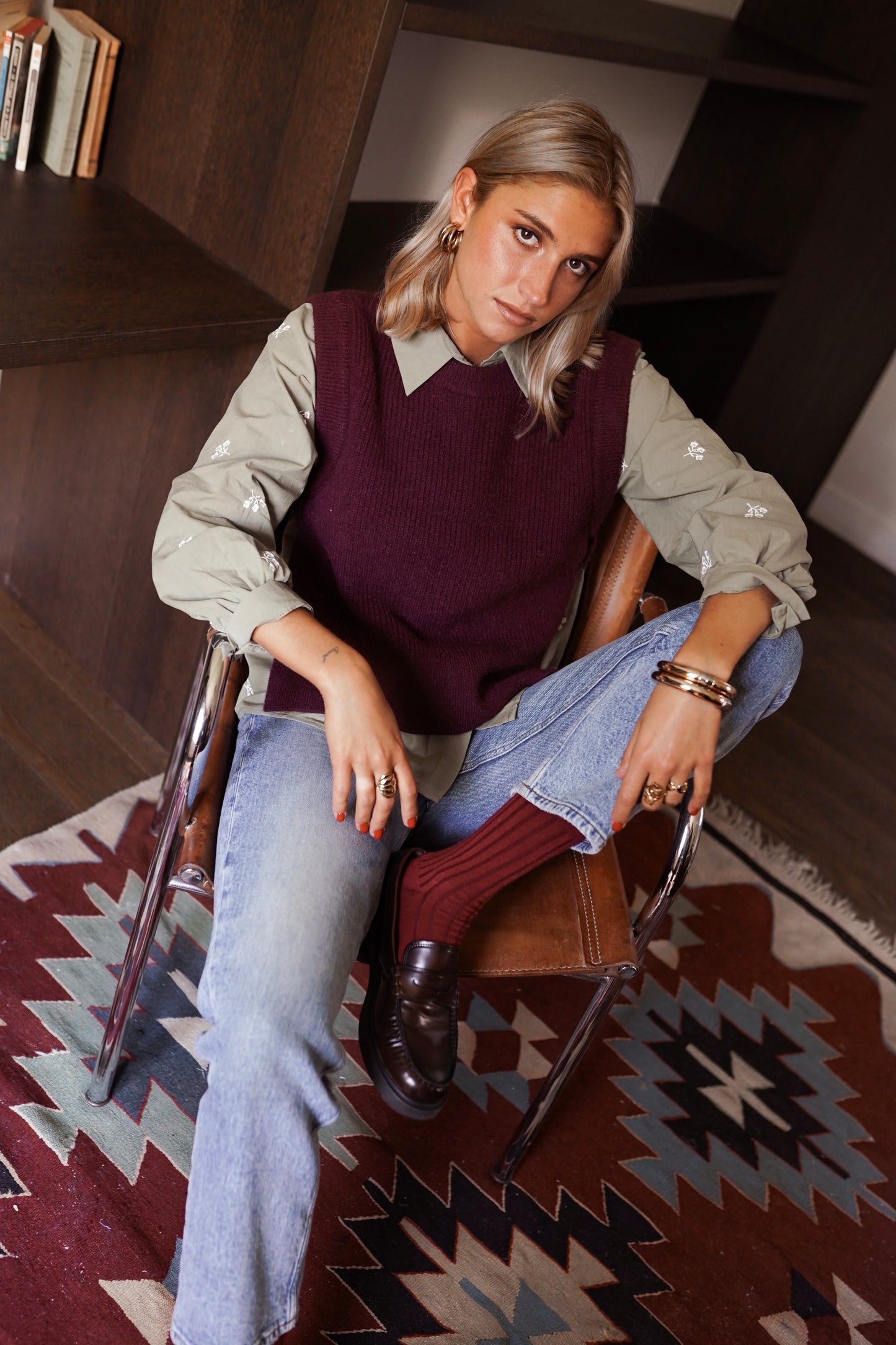 Naomi burgundy knit sleeveless gilet