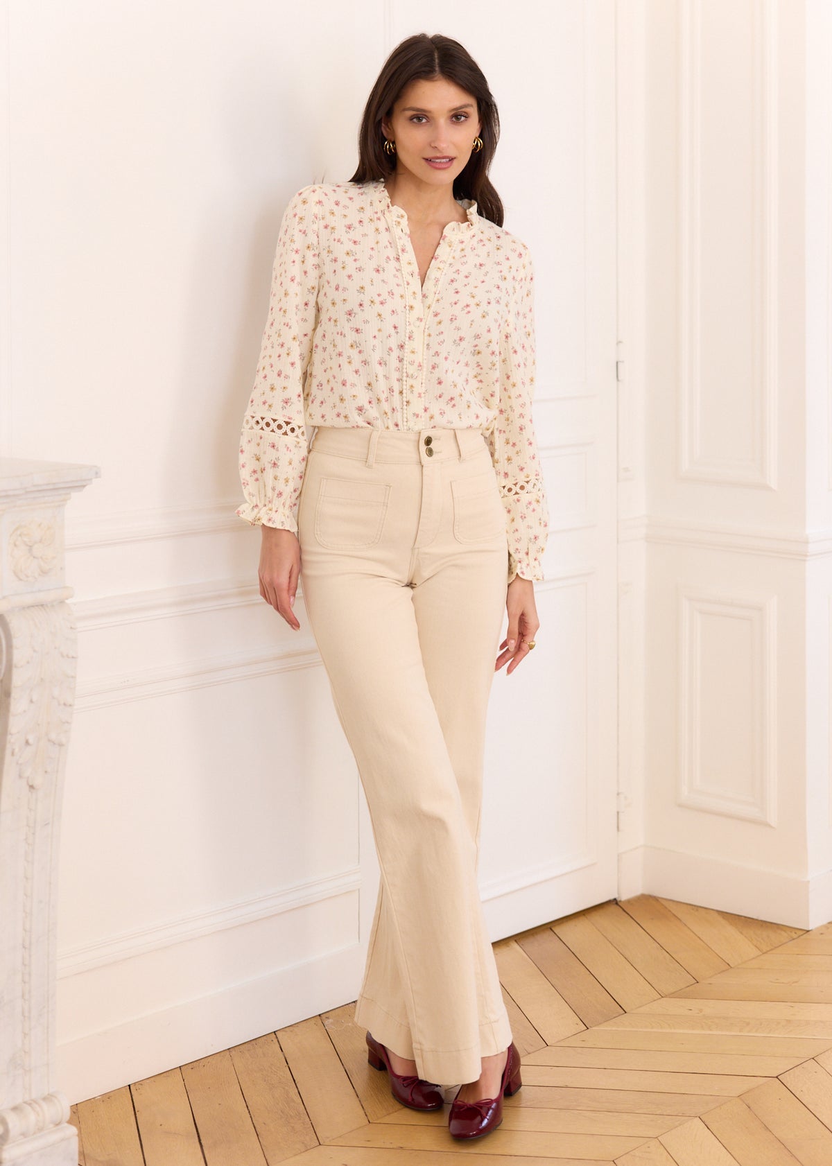 Celeste cheesecloth floral blouse