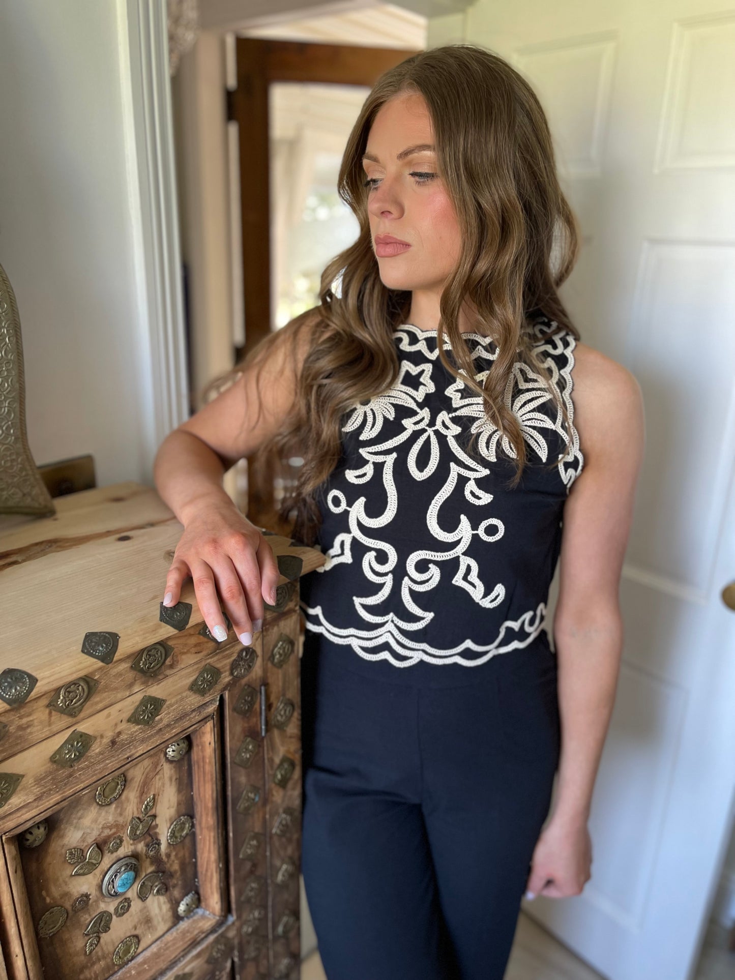 Amelie black embroidered co ord set