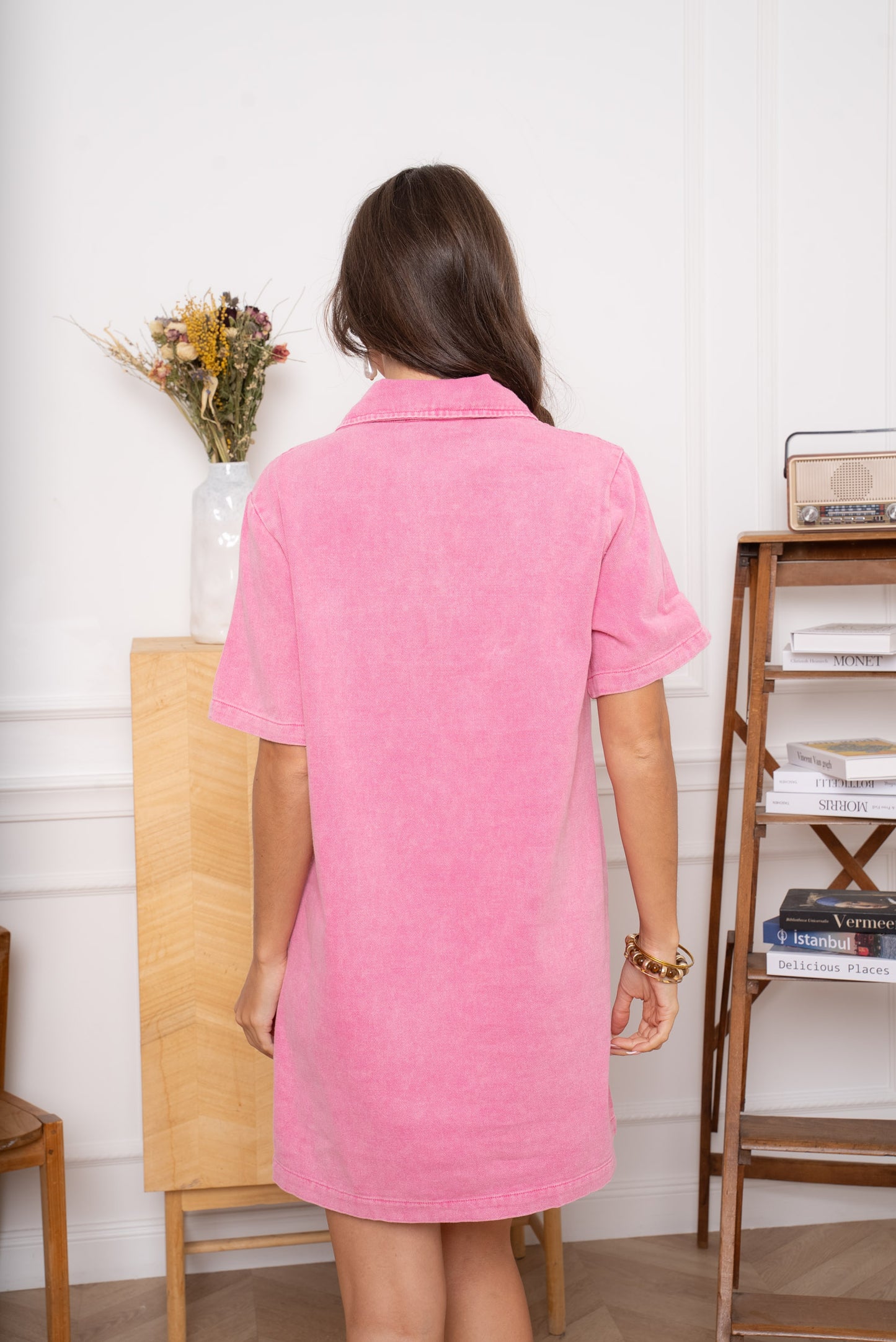 Penelope pink washed denim dress