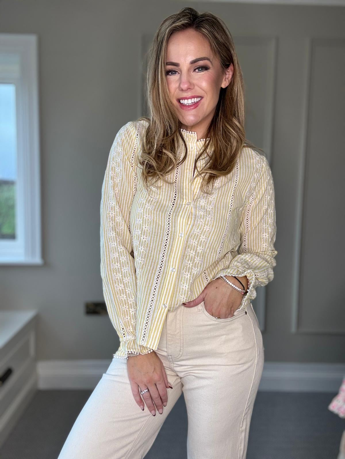 Gabriel natural beige wide leg jeans