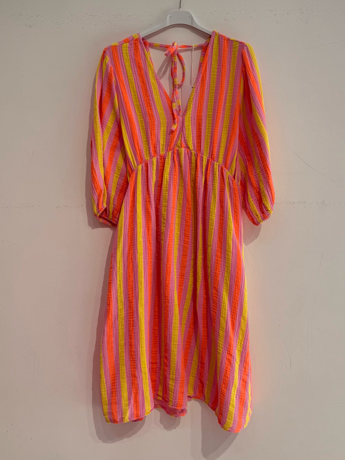 Rachel neon stripe cheesecloth dress