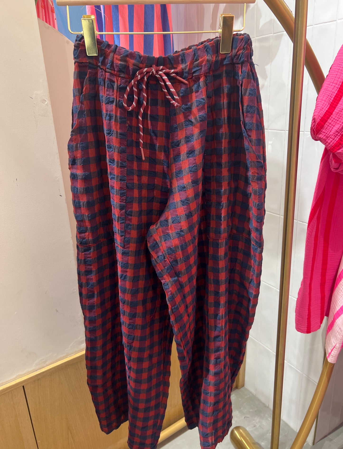 Erica gingham burgundy trousers