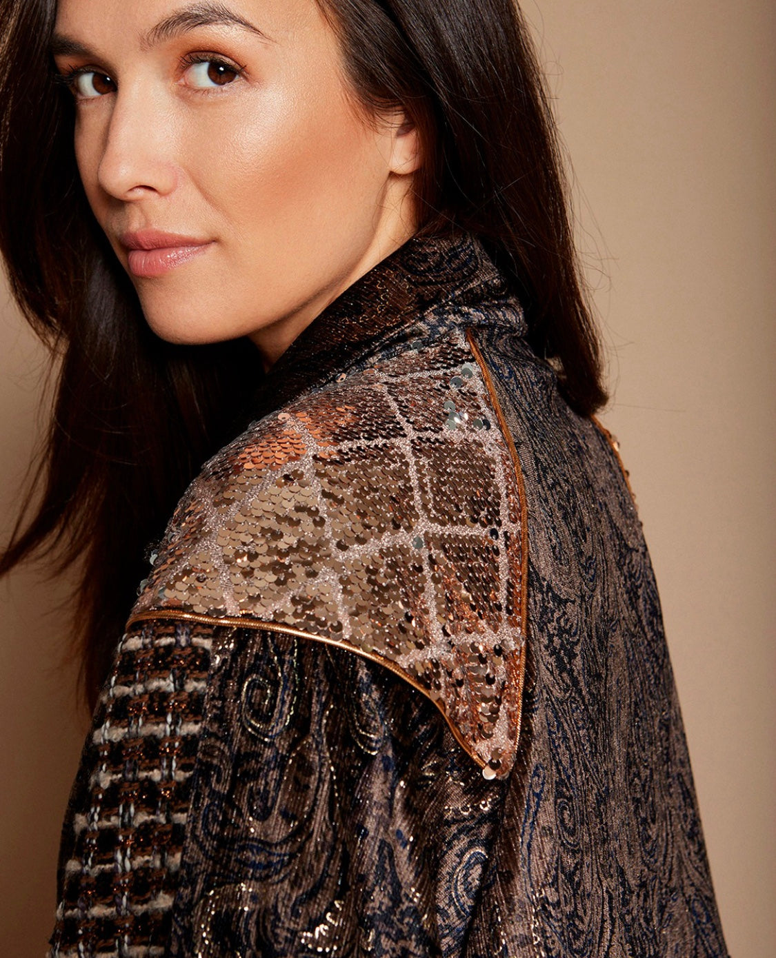 Sequin and cashmere Kaftan