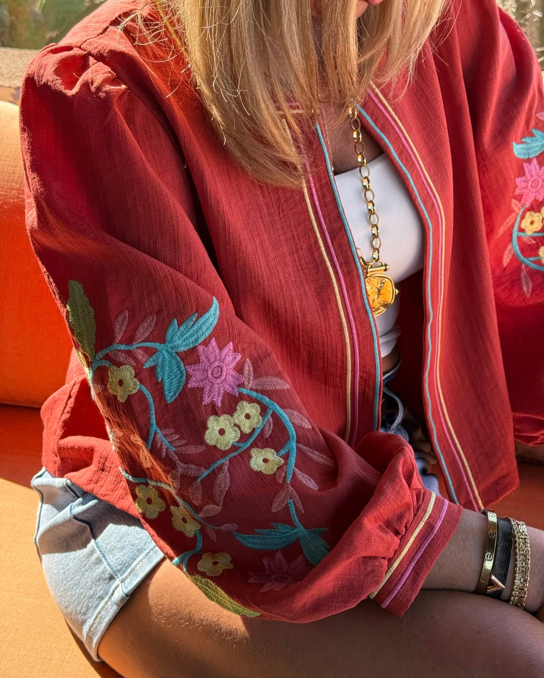 Cecilia terracotta floral boho jacket