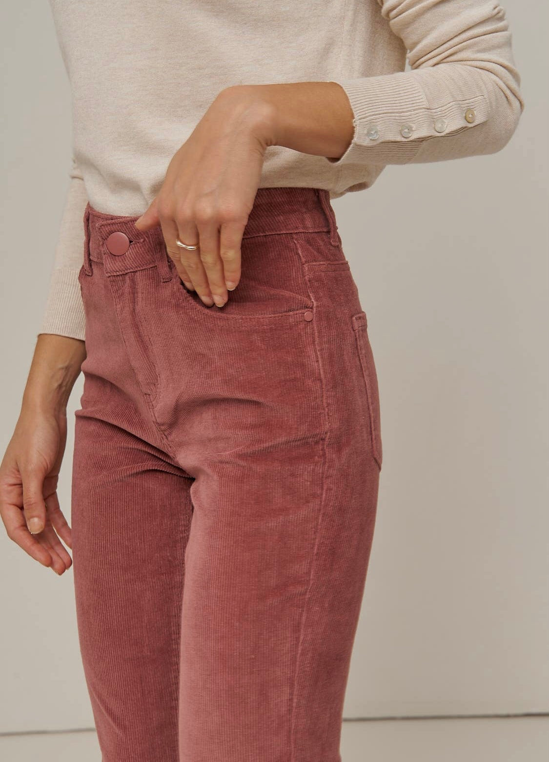 Emma pink cord flared pants