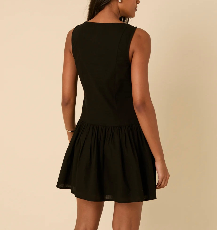 Clara boat neck button down dress