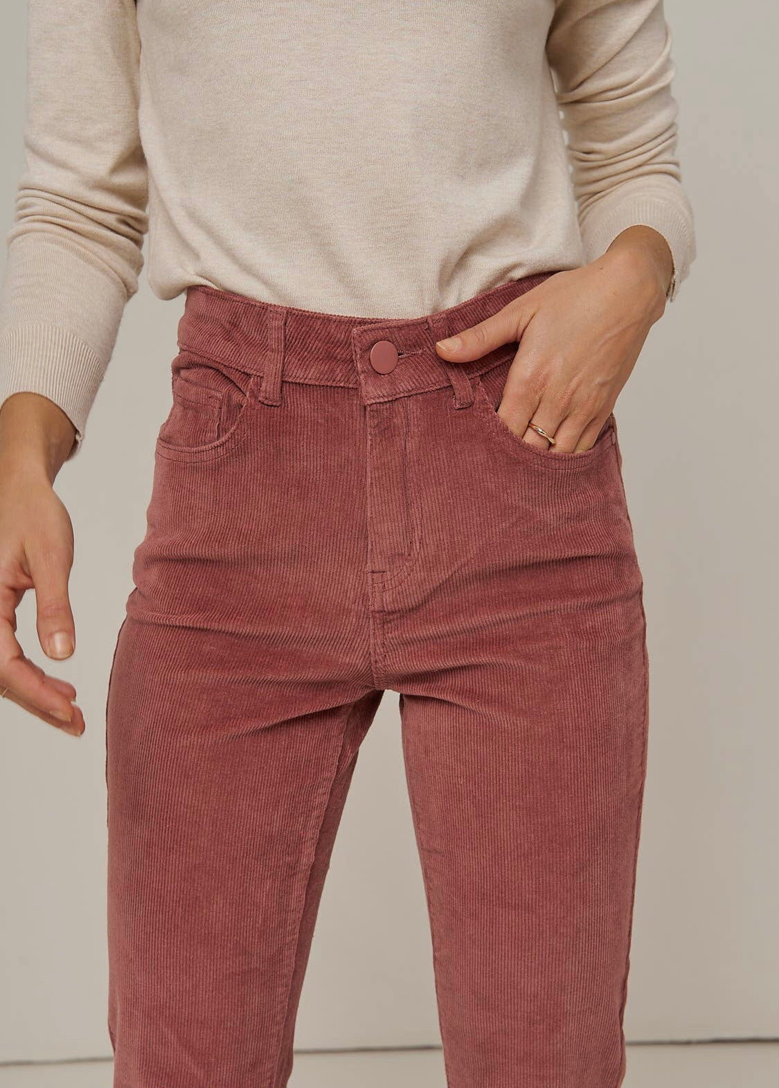 Emma pink cord flared pants