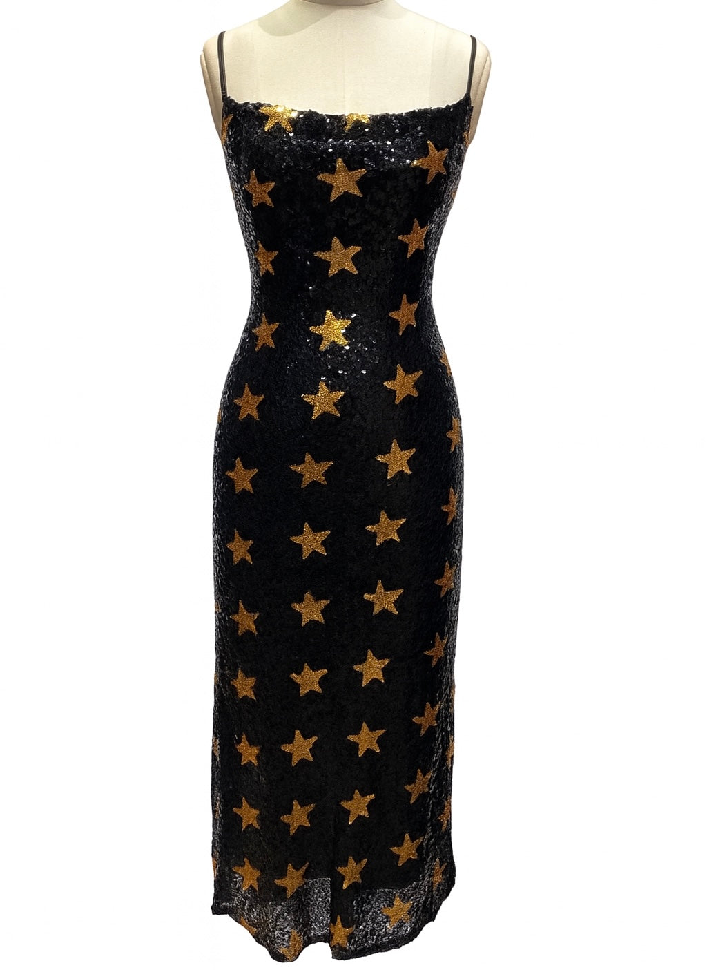 Laura black star sequin strappy dress