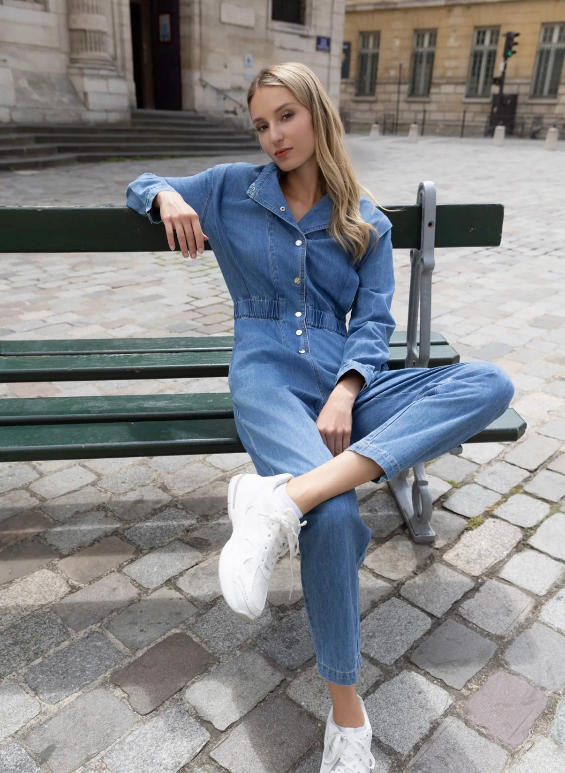 Zoe washed blue jumpsuit