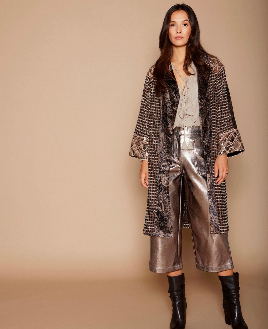 Sequin and cashmere Kaftan