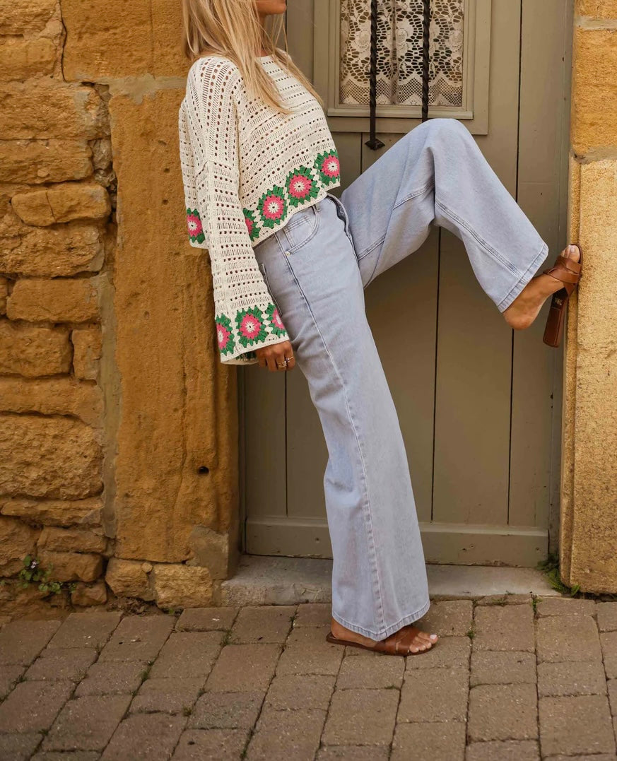 Ruth crochet cropped floral jumper