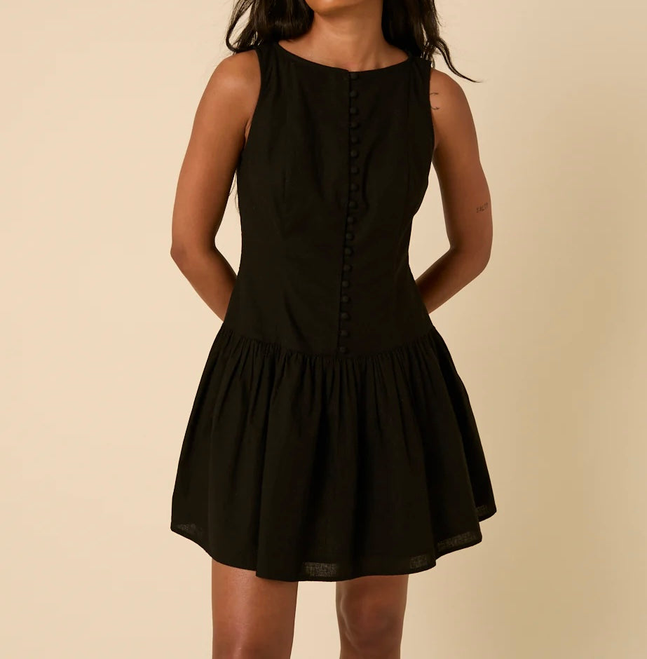Clara boat neck button down dress
