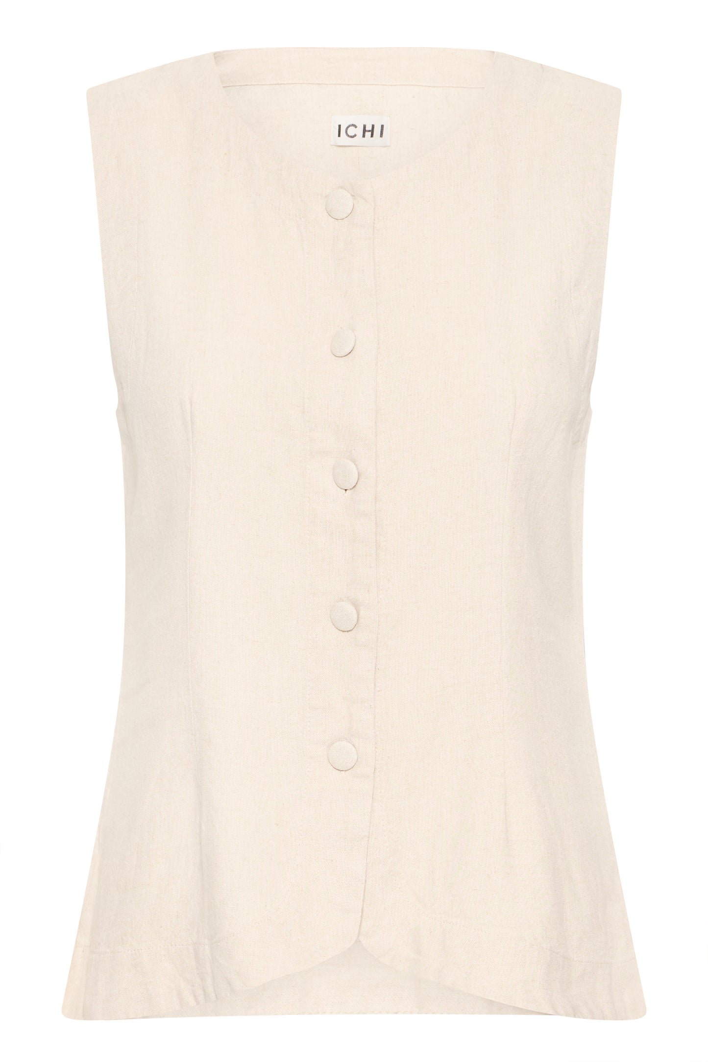 IHLINNO Linen Waistcoat - Natural Ecru
