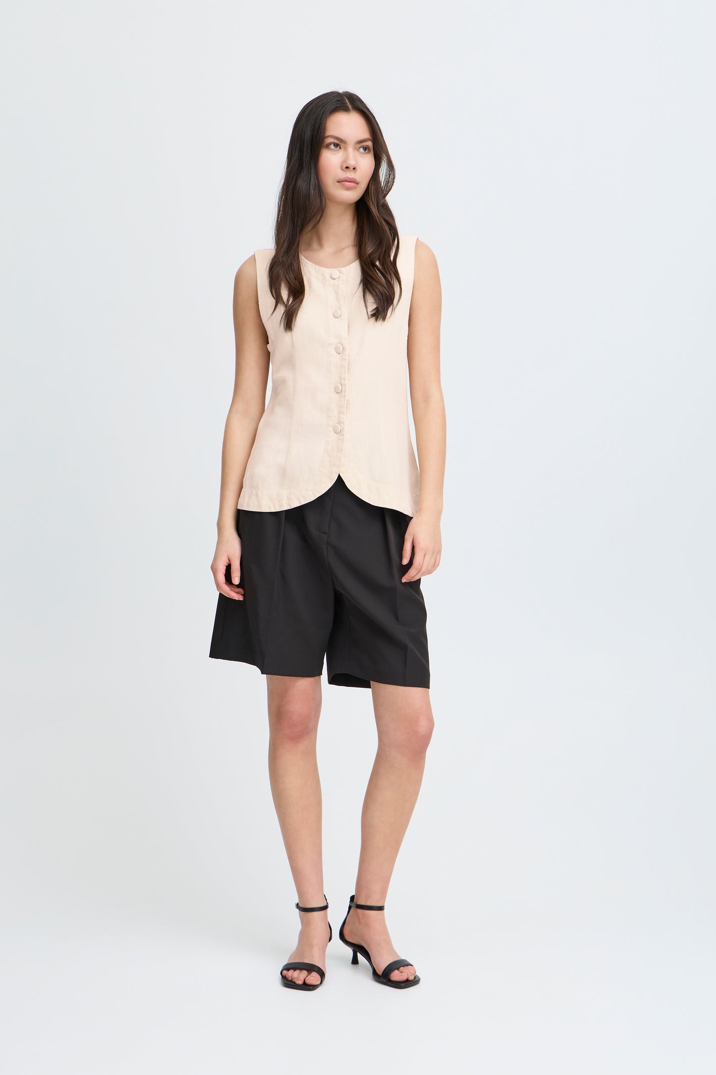 IHLINNO Linen Waistcoat - Natural Ecru